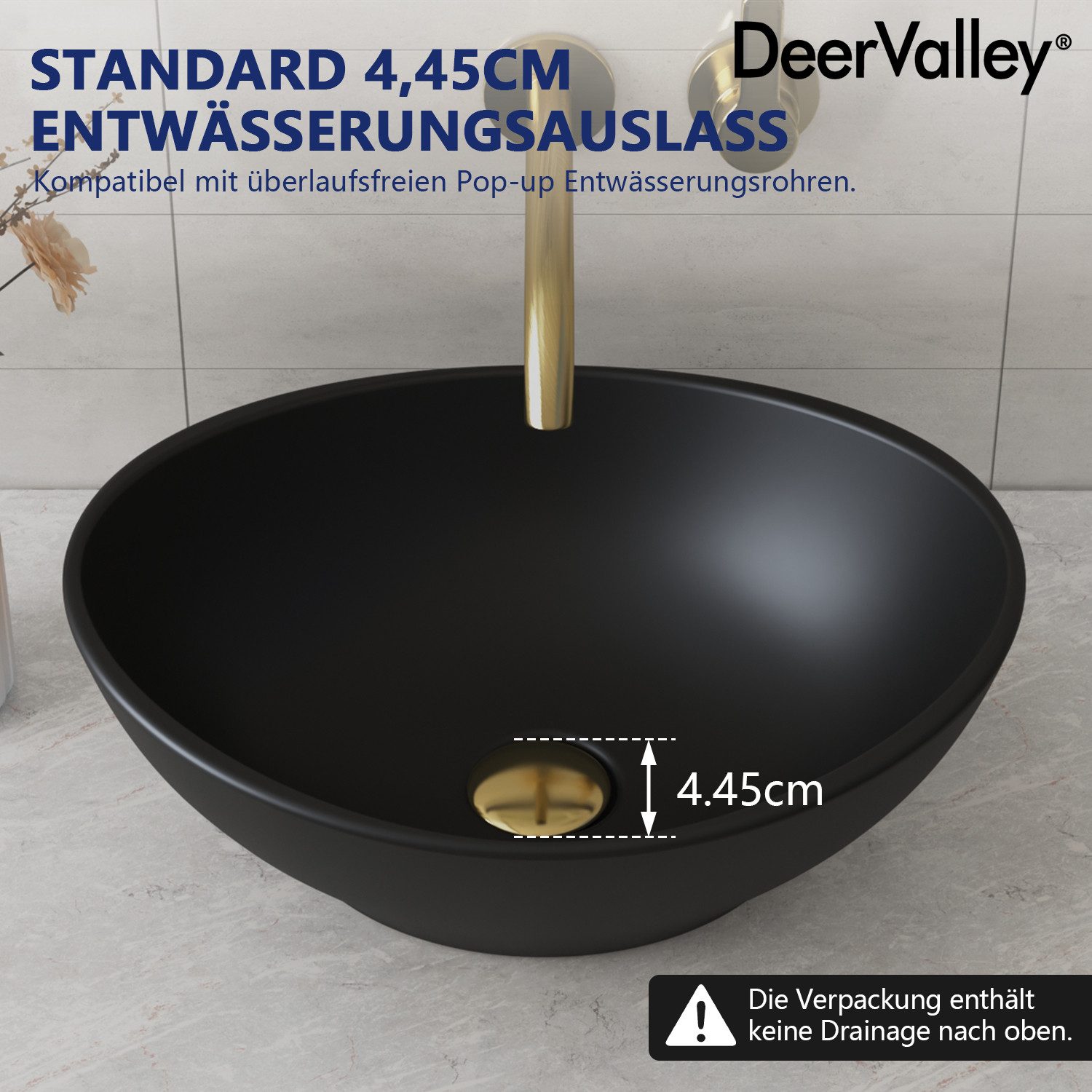 DeerValley Aufsatzwaschbecken DeerValley Oval Keramik Aufsatzwaschbecken Badezimmer Gäste-WC 40x33cm (Packung, ohne Armatur und Ablaufgarnitur), Ovale Keramik-Waschschale in Schwarz ohne Hahnloch
