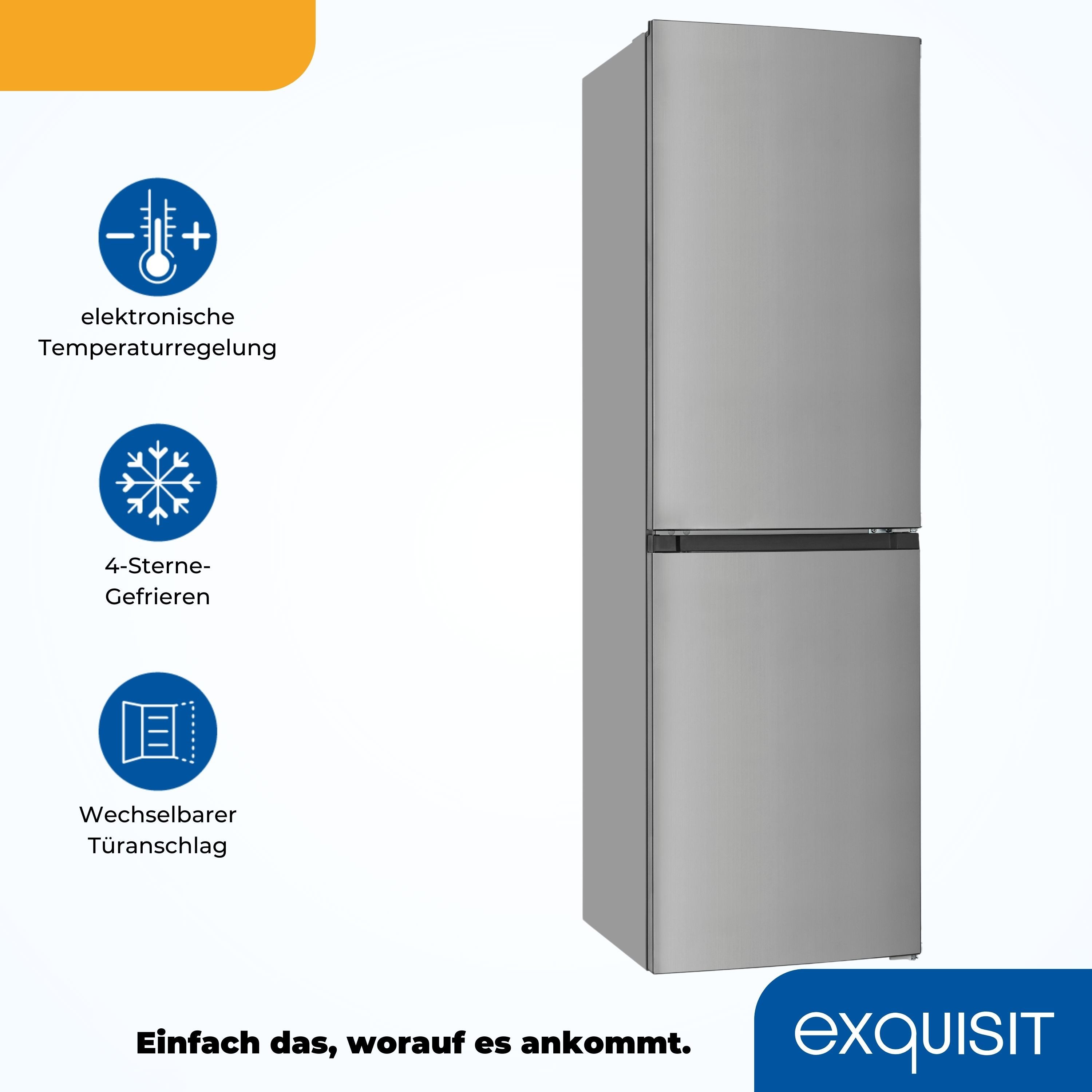 exquisit Kühl-/Gefrierkombination KGC250-85--040D inoxlook, 180,5 cm hoch, 54,5 cm breit – Bild 4 von 5