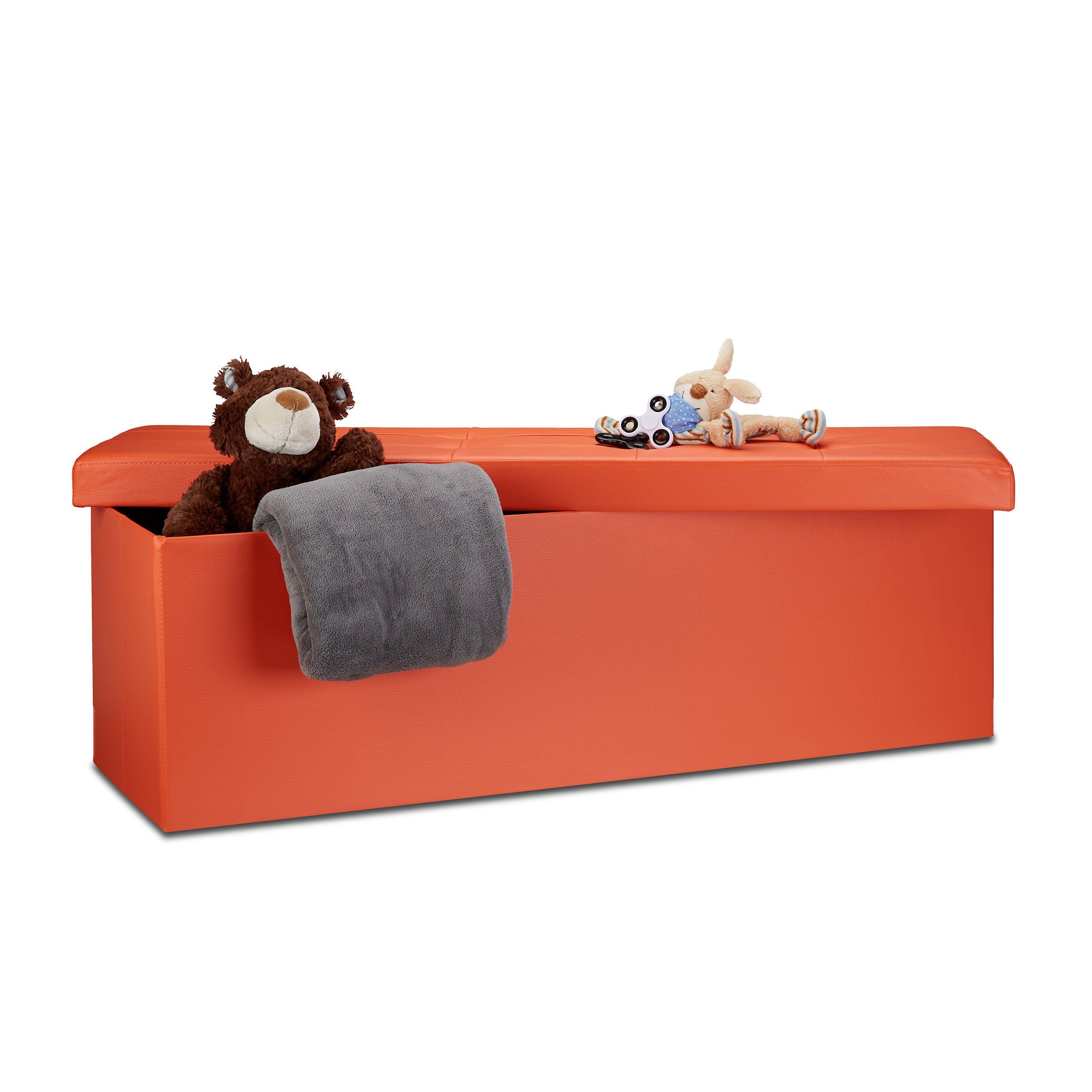 relaxdays Sitzbank Faltbare Sitzbank aus Kunstleder (1-St), orange