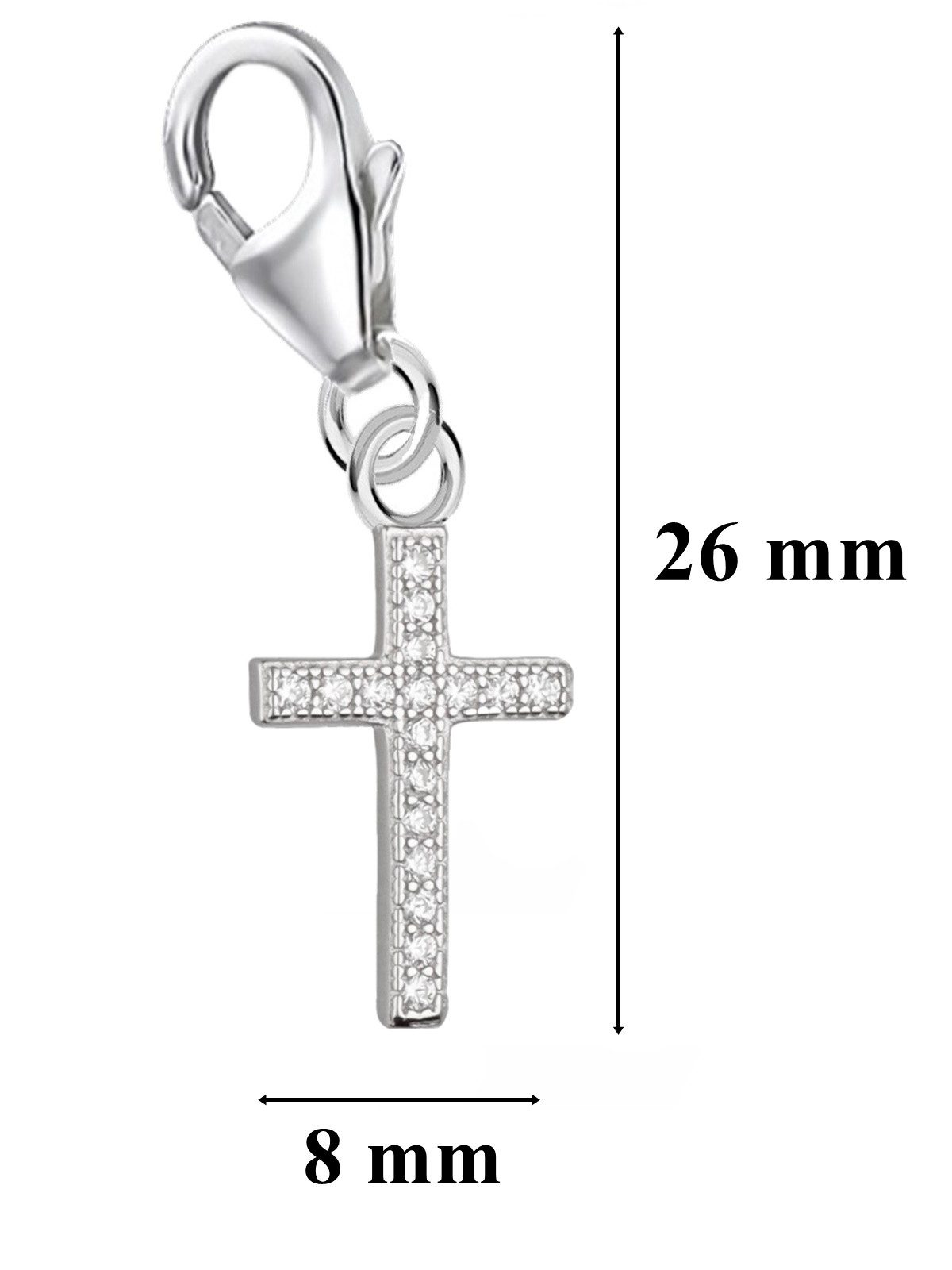 Goldene Hufeisen Charm Kreuz mini Kreuz Charm 925 Sterling-Silber Zirkonia Anhänger für Armband, Armband Charm Schmuck