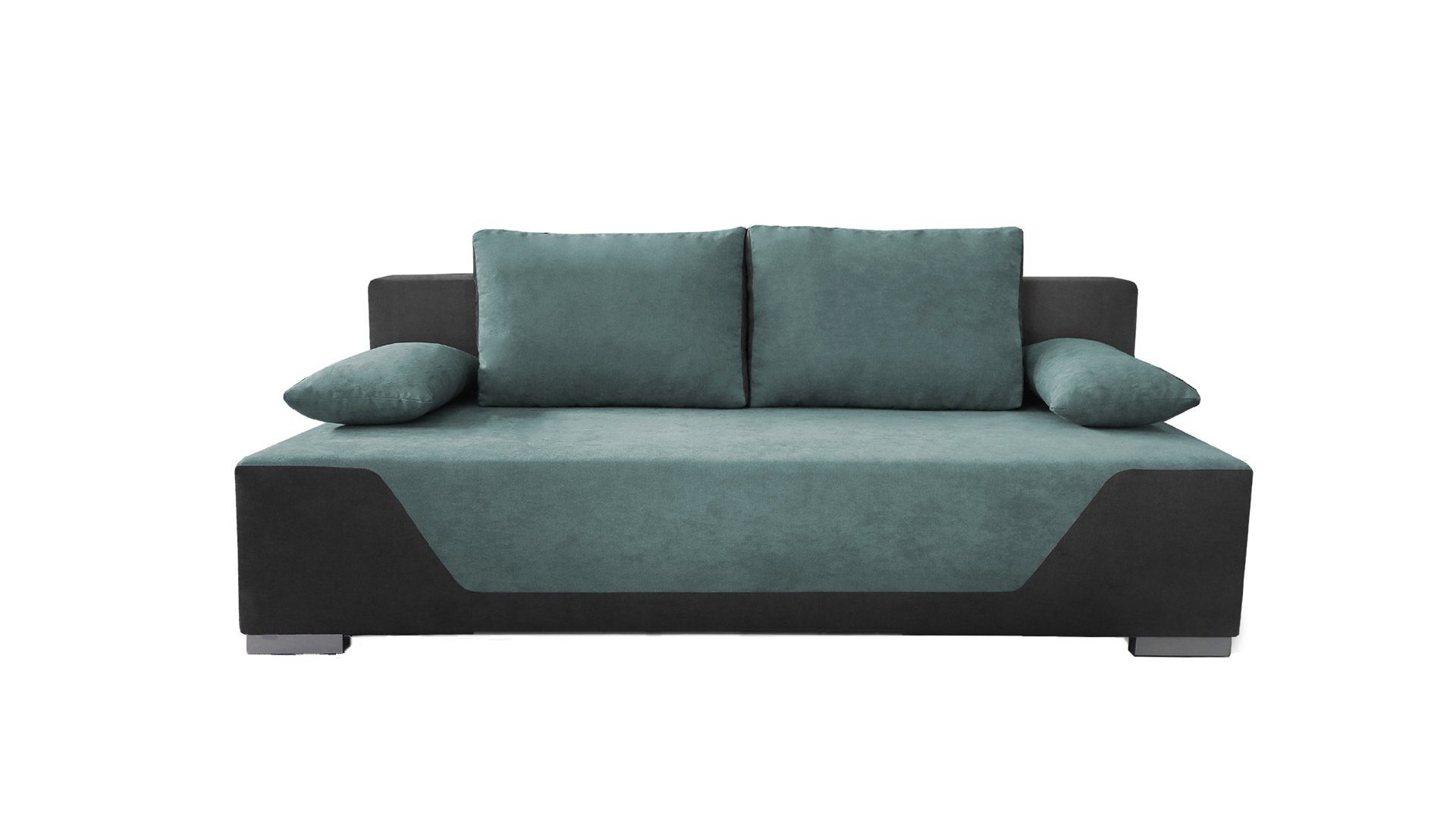 Siblo 2-Sitzer Zweisitziges Sofa Noa mit Schlaffunktion - Bettzeugbehälter - Zweisitzer-Sofa Grün