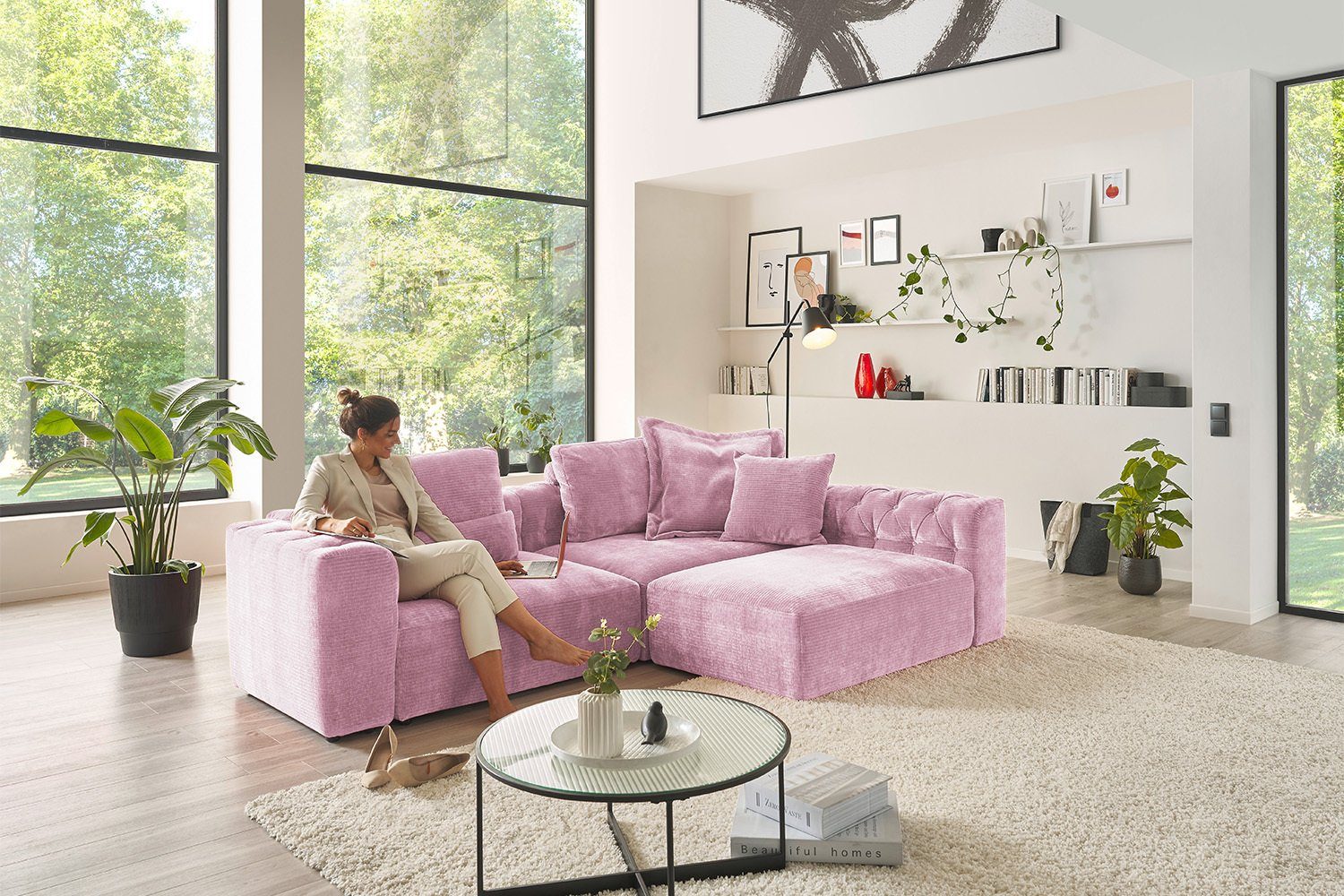 Modulsofa Sofa Vintage Cord rosa KAWOLA Farben verschiedene 2 SEPHI,