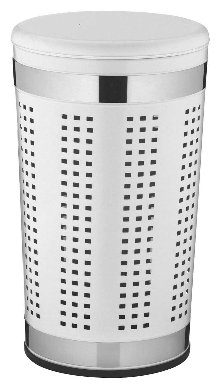 kela Wäschebox SEVILLA, Ø 35 cm, Metall, Weiß, Silbergrau, Deckel mit gepolstertem Sitzkissen