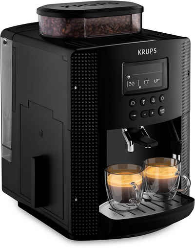 Krups Kaffeevollautomat EA8150, Arabica Display, kompaktes Design, LCD-Display, Speichermodus, Dampfdüse für Cappuccino