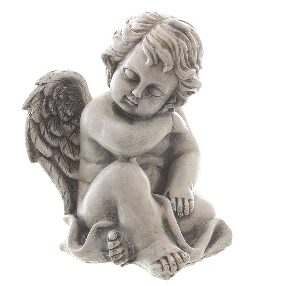 finehomegarden Engelfigur Sitzender Engel H 13,5cm in Grau – Dekorative Engel-Figur als Skulptur (1 St), Dekorative Engel-Figur als Skulptur Sammlerfigur