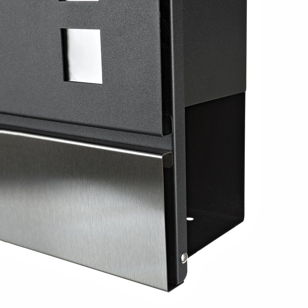 Mucola Briefkasten Briefkasten Zeitungsfach Wandbriefkasten Zeitungsrolle Letterbox Mail (Stück, 1 x Designer Briefkasten mit 2 Schlüsseln + Befestigungsmaterial), Verschließbar, Wetterfest, Zeitungsfach, Zeitungsrollen
