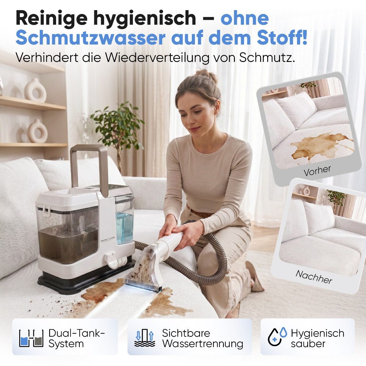 ProfiCare Nass-Trocken-Sauger PC-PTR 3153, Polsterreiniger, Waschsauger, f. Teppich & Polster