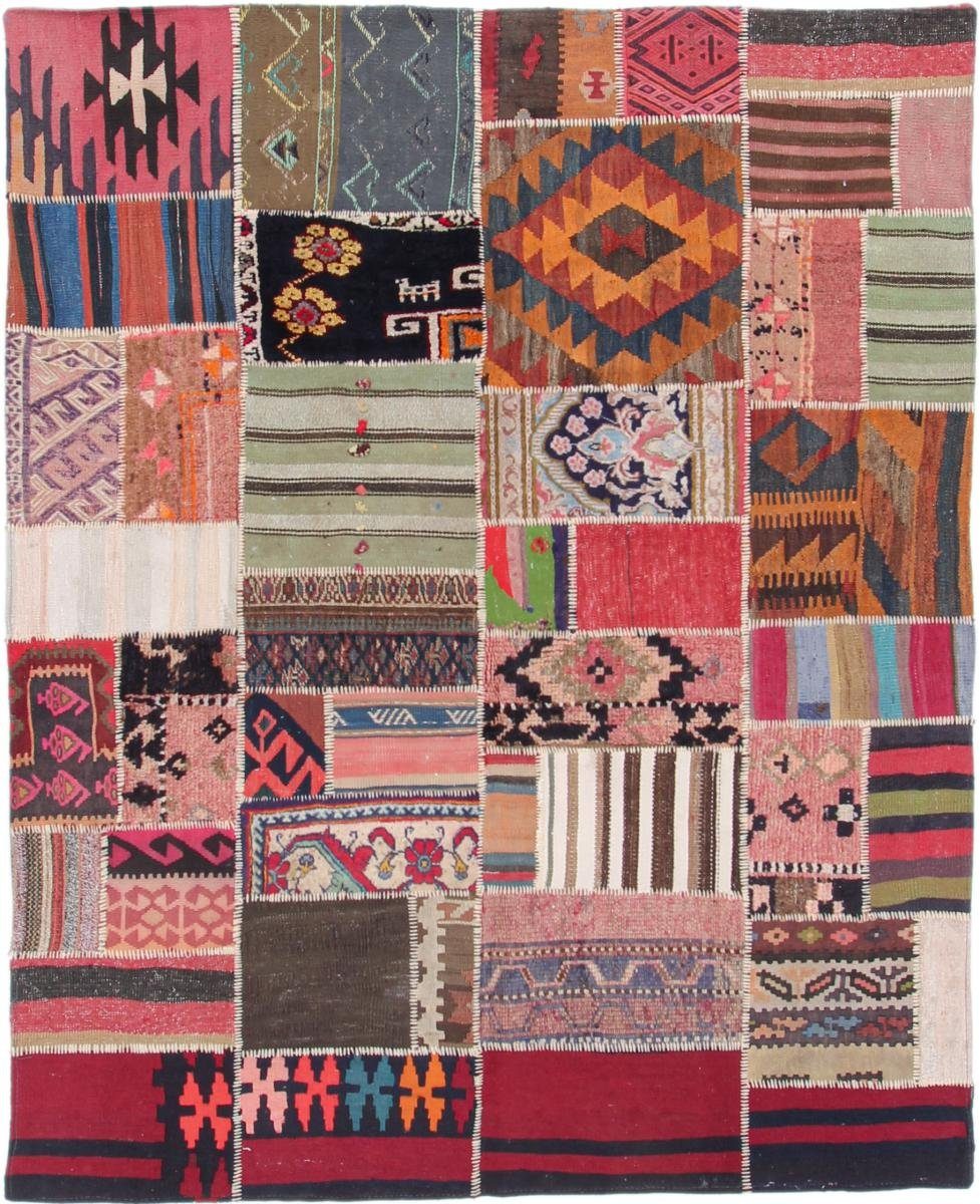 Orientteppich Kelim Patchwork 163x202 Handgewebter mm Höhe: / Orientteppich 4 rechteckig, Trading, Perserteppich, Nain