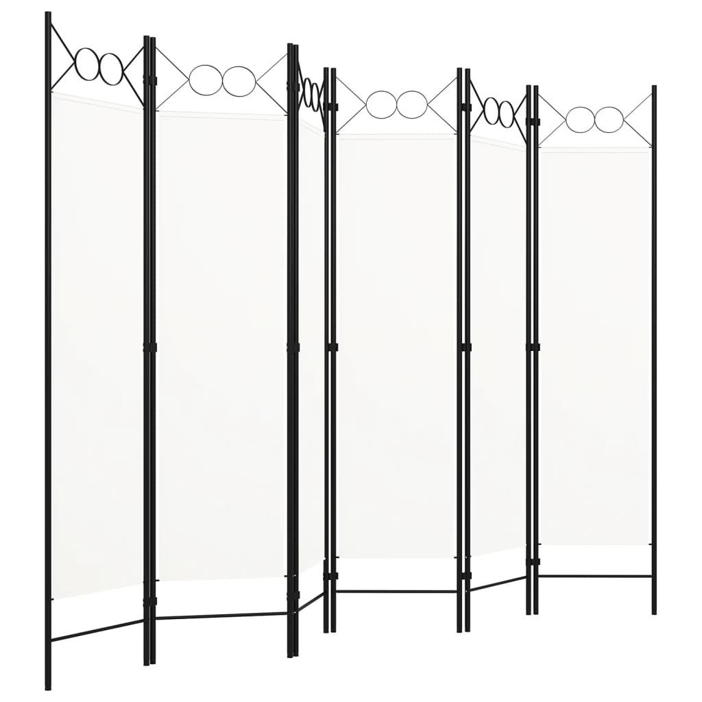 vidaXL Raumteiler 6-tlg. Raumteiler Weiß 240x180 günstig online kaufen