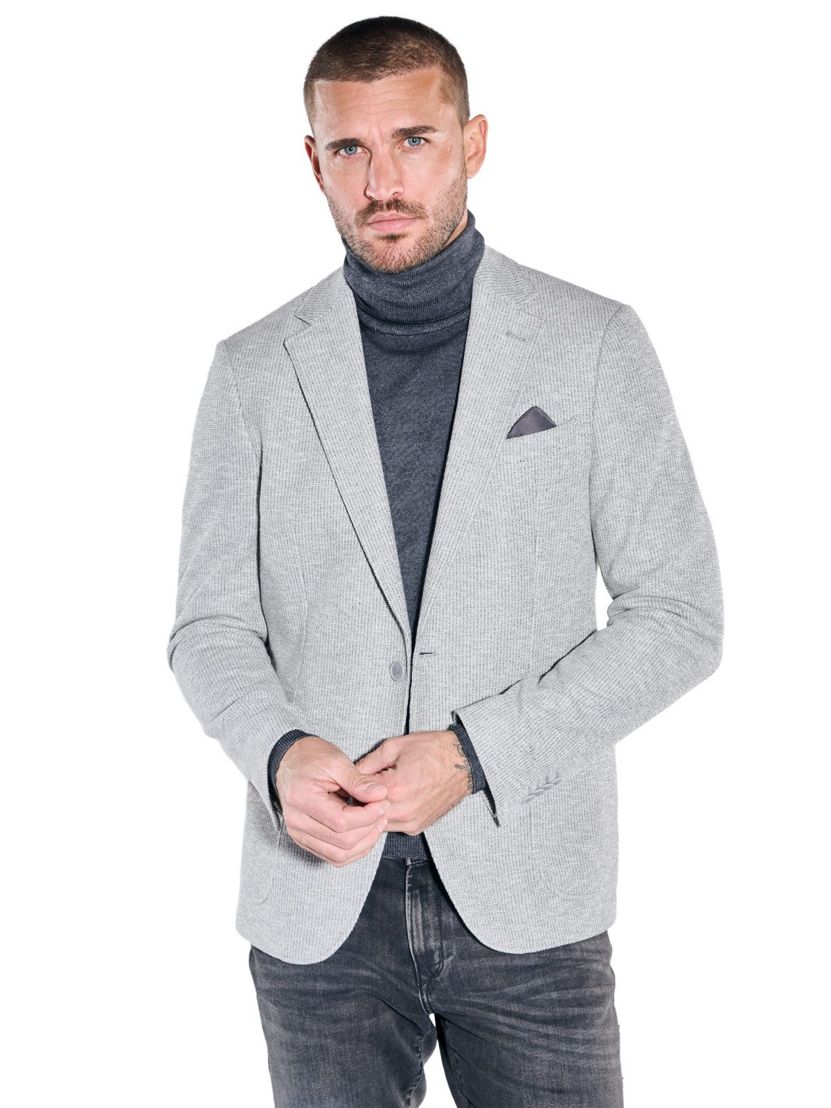 emilio adani Sakko Herren Freizeit-Sakko slim fit, Silbergrau