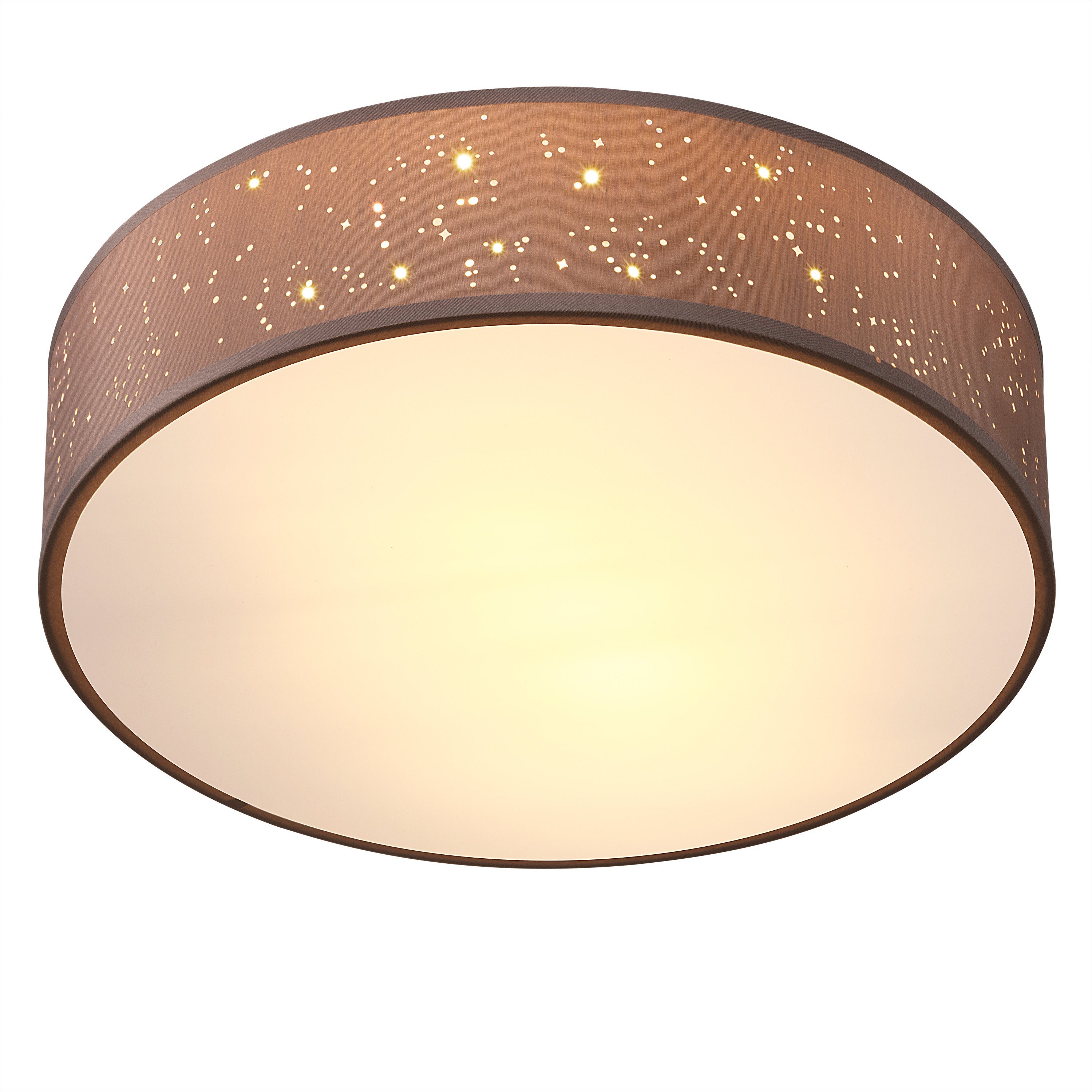 monzana Deckenleuchte, Deckenlampe, Leuchtmittel nicht inklusive, Sternenhimmel Rund Stoffschirm 30 cm 1-Flammig E27 Modern Braun