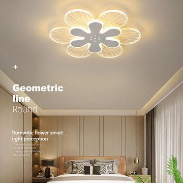 Daskoo Deckenleuchten 50x5cm Blütenform LED Deckenlampe mit Fernbedienung Dimmbar Wohnzimmer, LED fest integriert, Warmweiß/Neutralweiß/Kaltweiß, LED Deckenleuchte