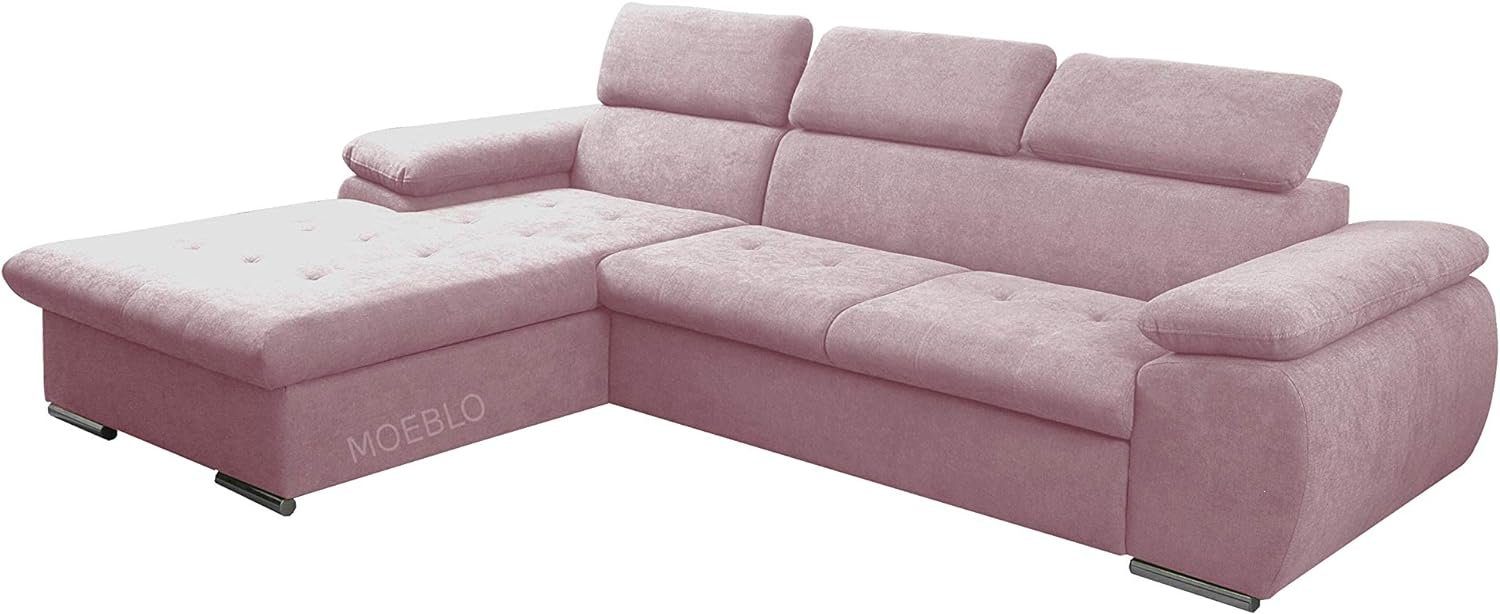 MOEBLO Ecksofa Nilux, Sofa Couch L-Form Polsterecke für Wohnzimmer, Schlafsofa Sofagarnitur Wohnlandschaft, mit Bettkasten und Schlaffunktion Rosa (AVRA 10)