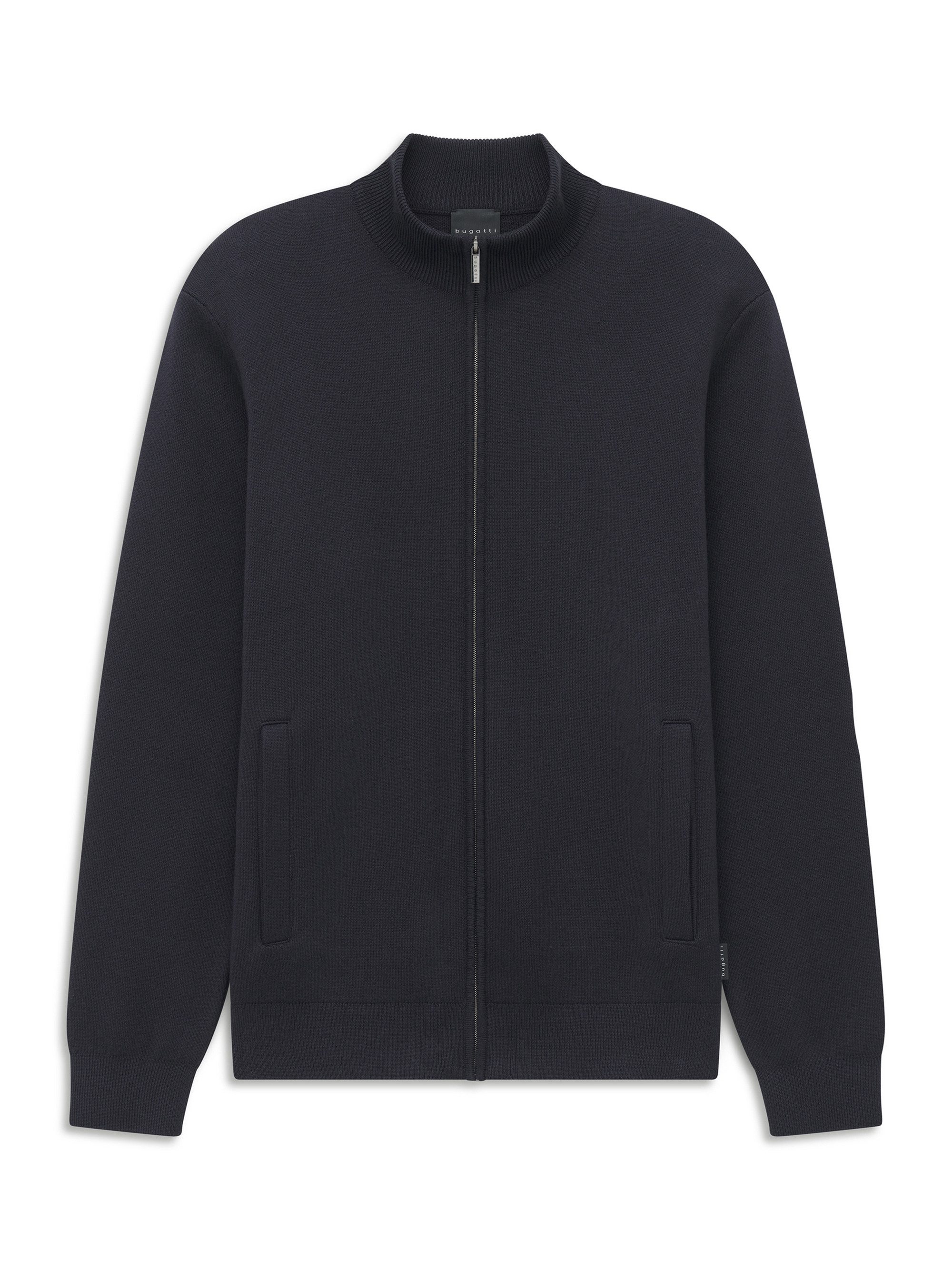 bugatti Strickjacke Regular Fit Regular Fit Stehkragen Reißverschluss