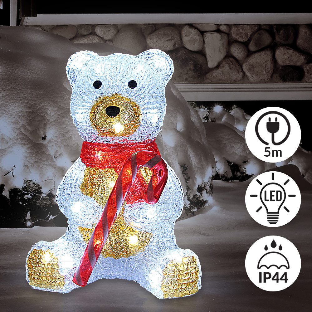 Deuba Dekofigur, Acryl Figur mit LED Teddy 17,5x13x25cm Indoor Outdoor IP44 Innen