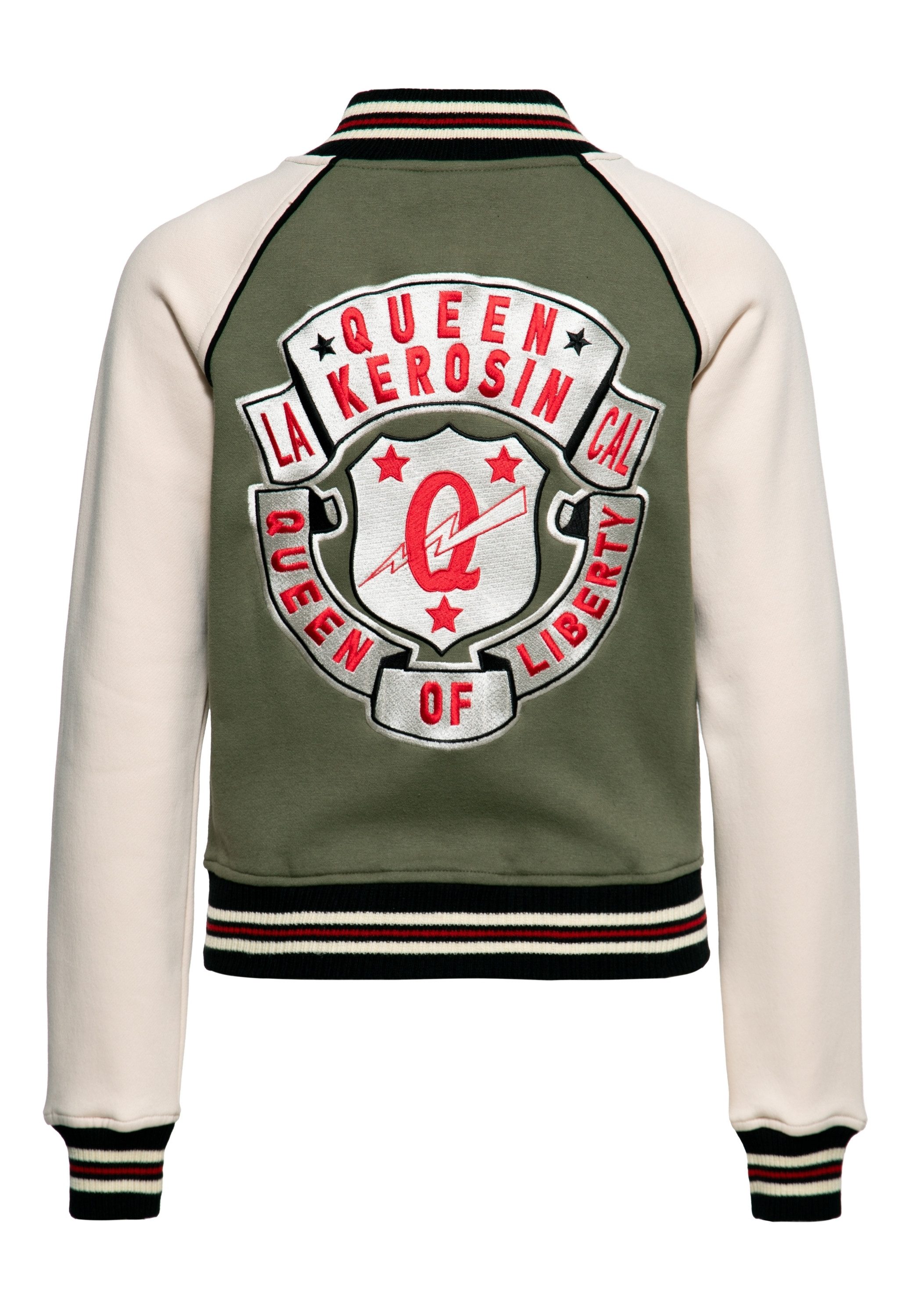 QueenKerosin Collegejacke Queen of Liberty (1-St) mit großer Rückenstickerei