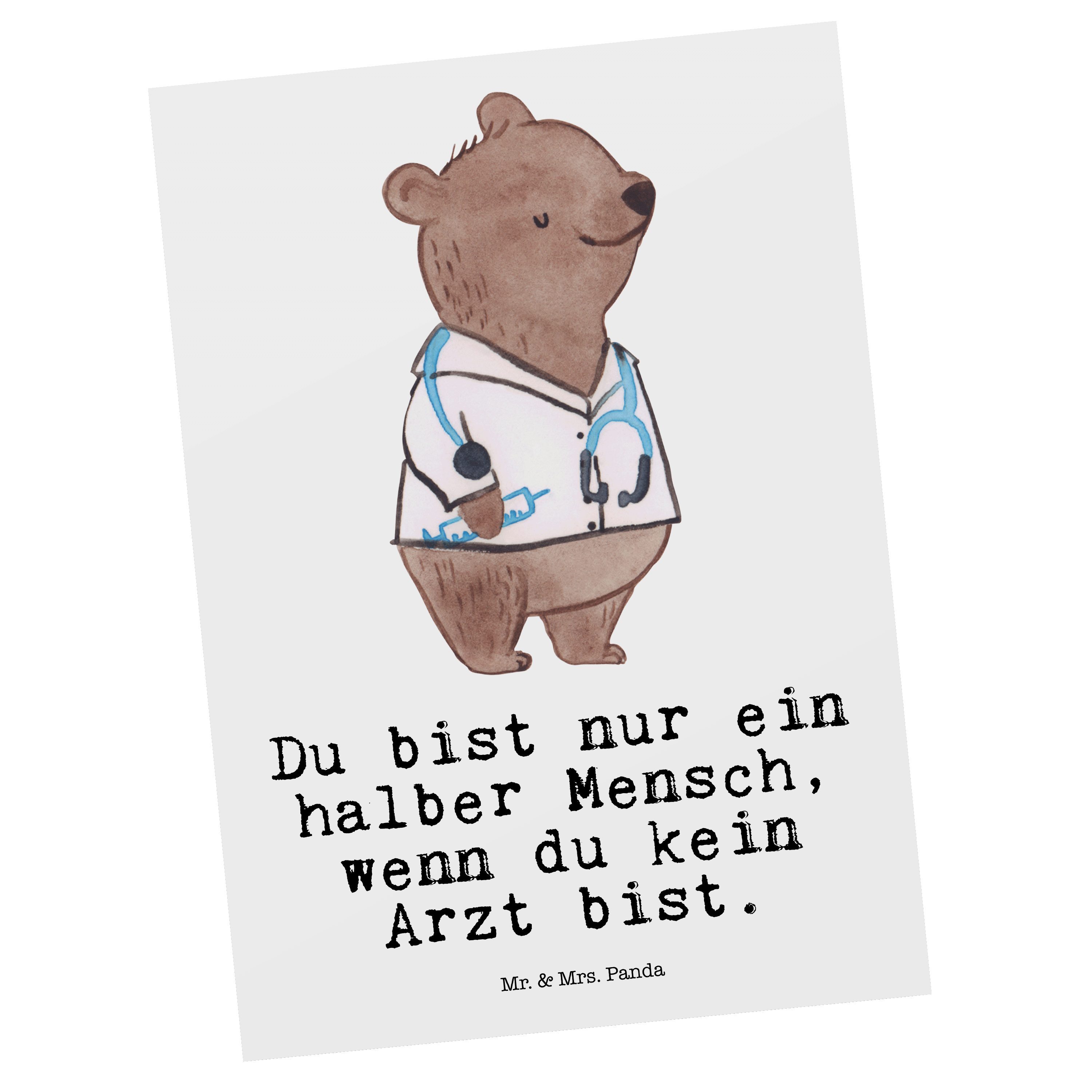 Mr. & Mrs. Panda Postkarte Arzt mit Herz - Weiß - Geschenk, Mediziner, Arbeitskollege, Arztpraxi