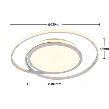 Lucande LED Deckenleuchte Noud, dimmbar, LED-Leuchtmittel fest verbaut, Farbwechsel warmweiß / tageslicht, Modern, Eisen, Aluminium, Kunststoff, silber, 1 flammig, inkl.
