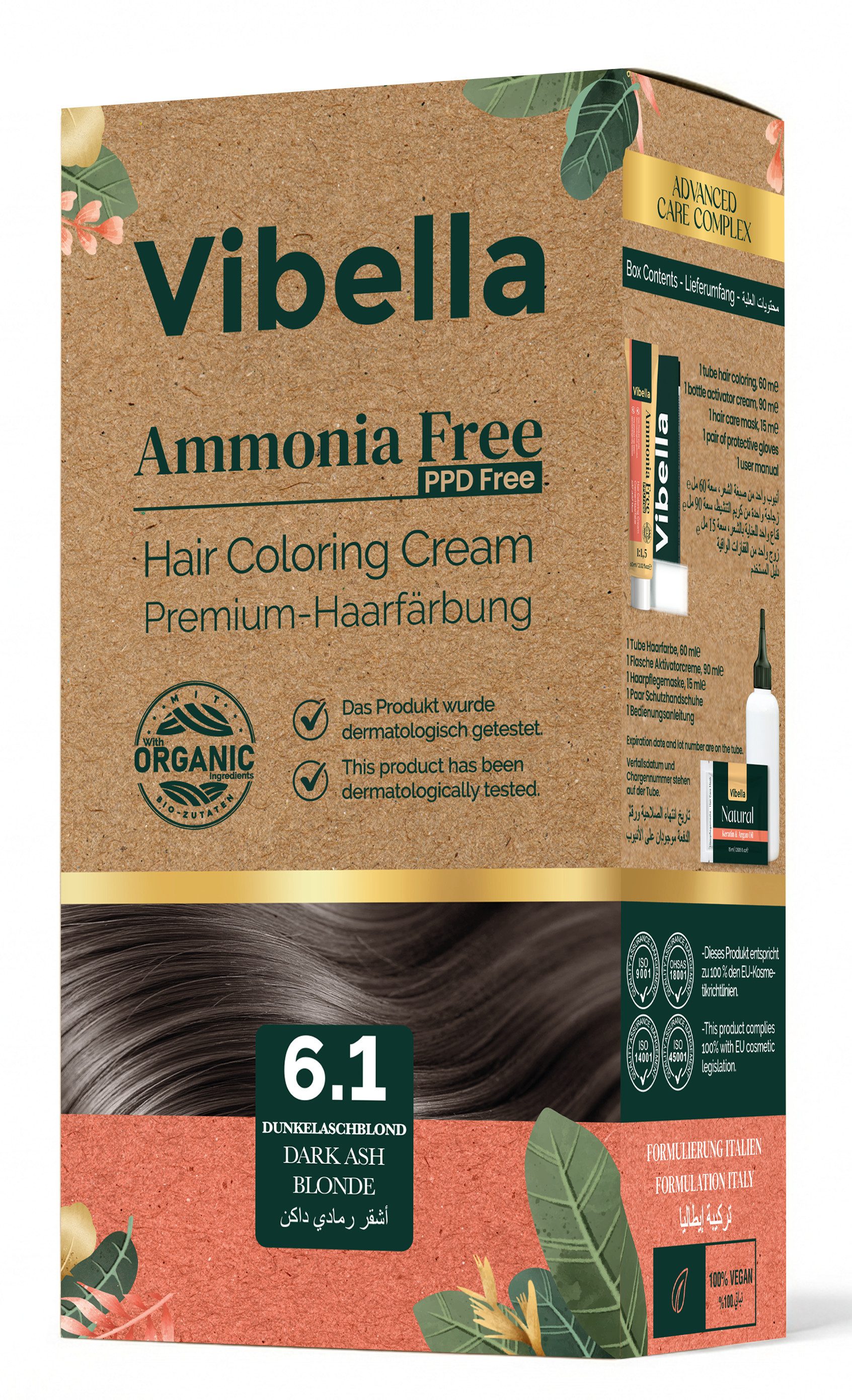 Vibella Haarfarbe Haarfärbecreme Nr. 6,1 Dunkelaschblond – Premium-Haarfarbe