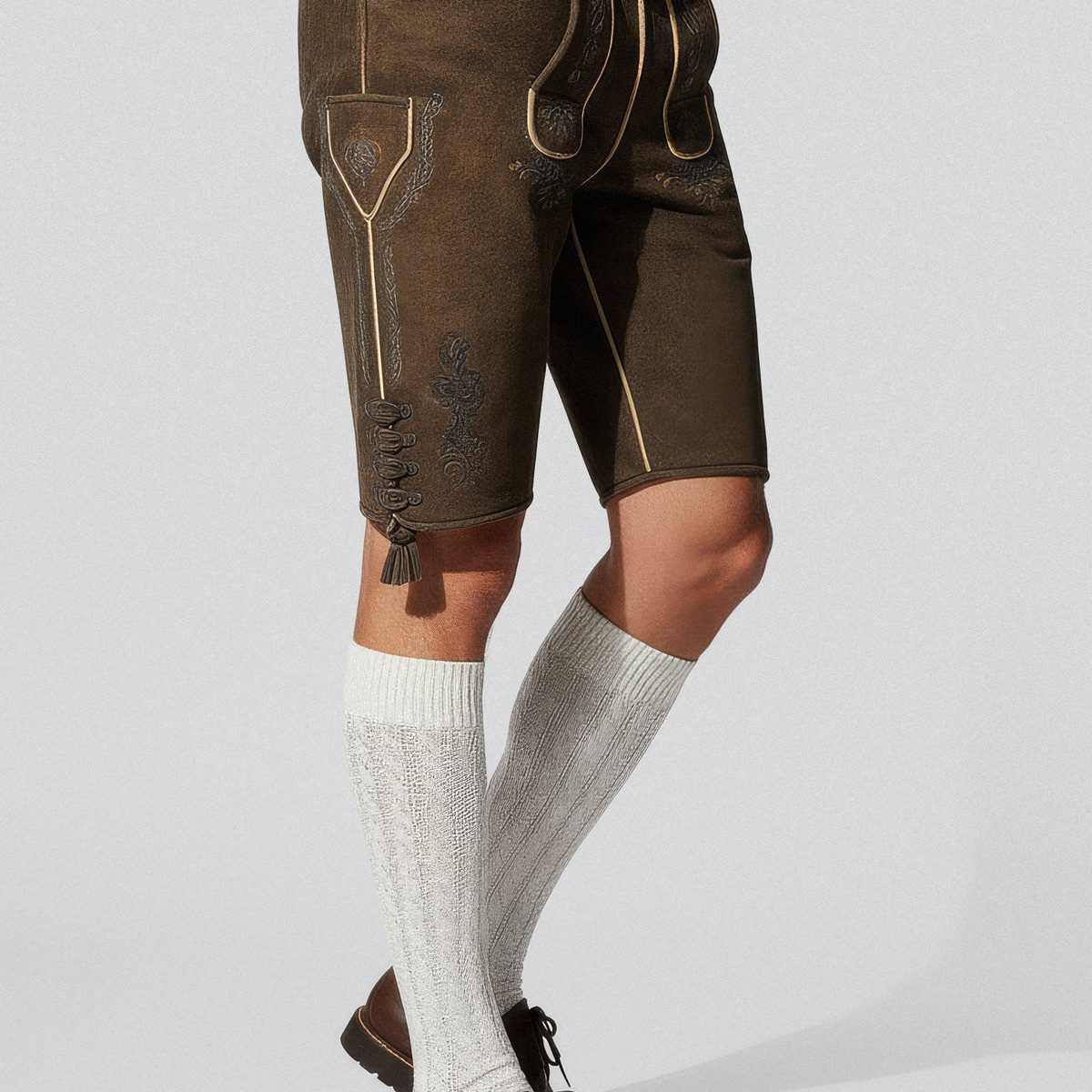 Krüger Trachtenlederhose Curtis Herren (1-tlg) Trachtenlederhose, Trachtenhose, Bayerische Lederhose, Oktoberfest
