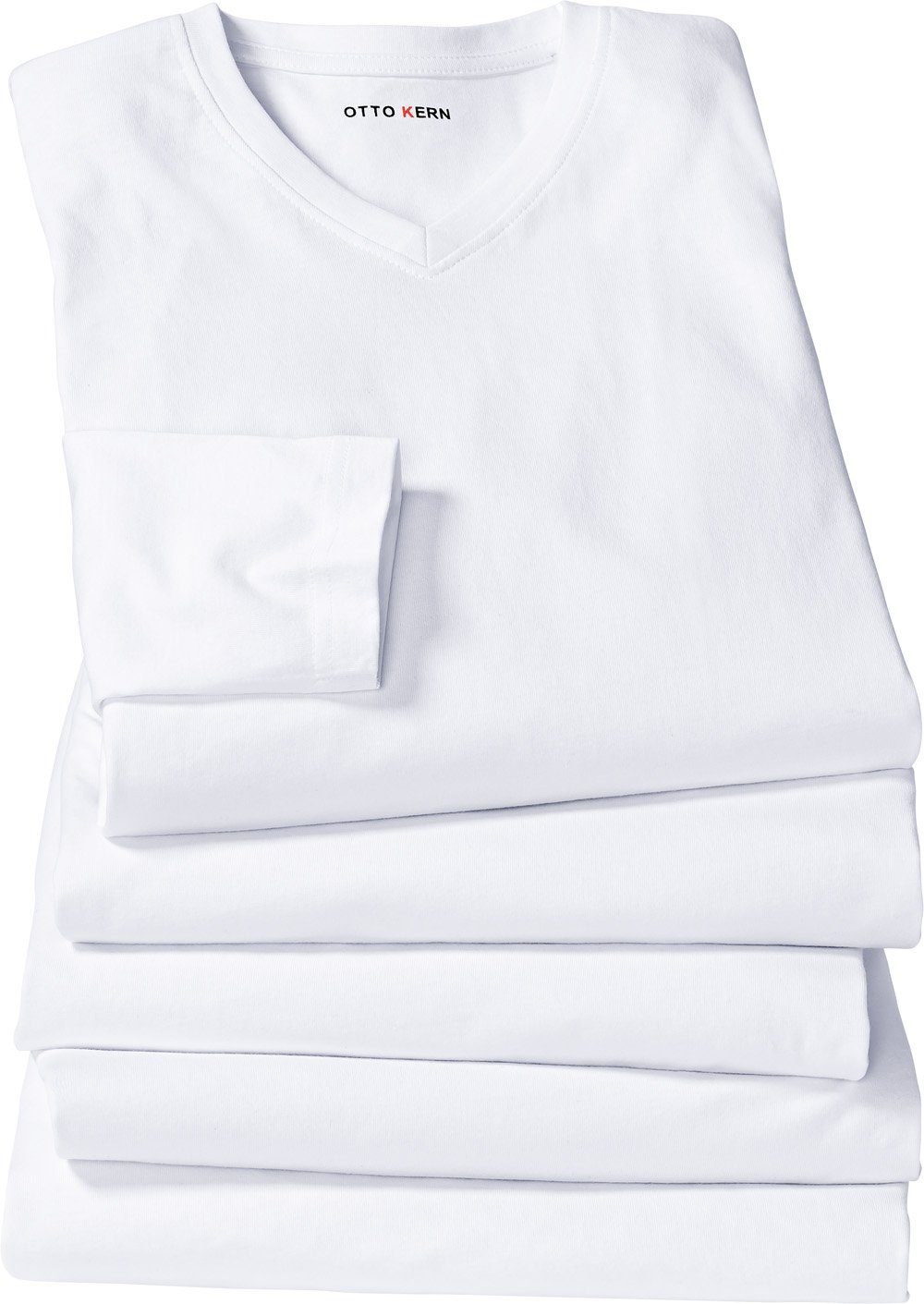 Otto Kern Kern 100% Langarmshirt hautsympathischer (5er-Pack) Baumwolle formstabiler weiß aus und