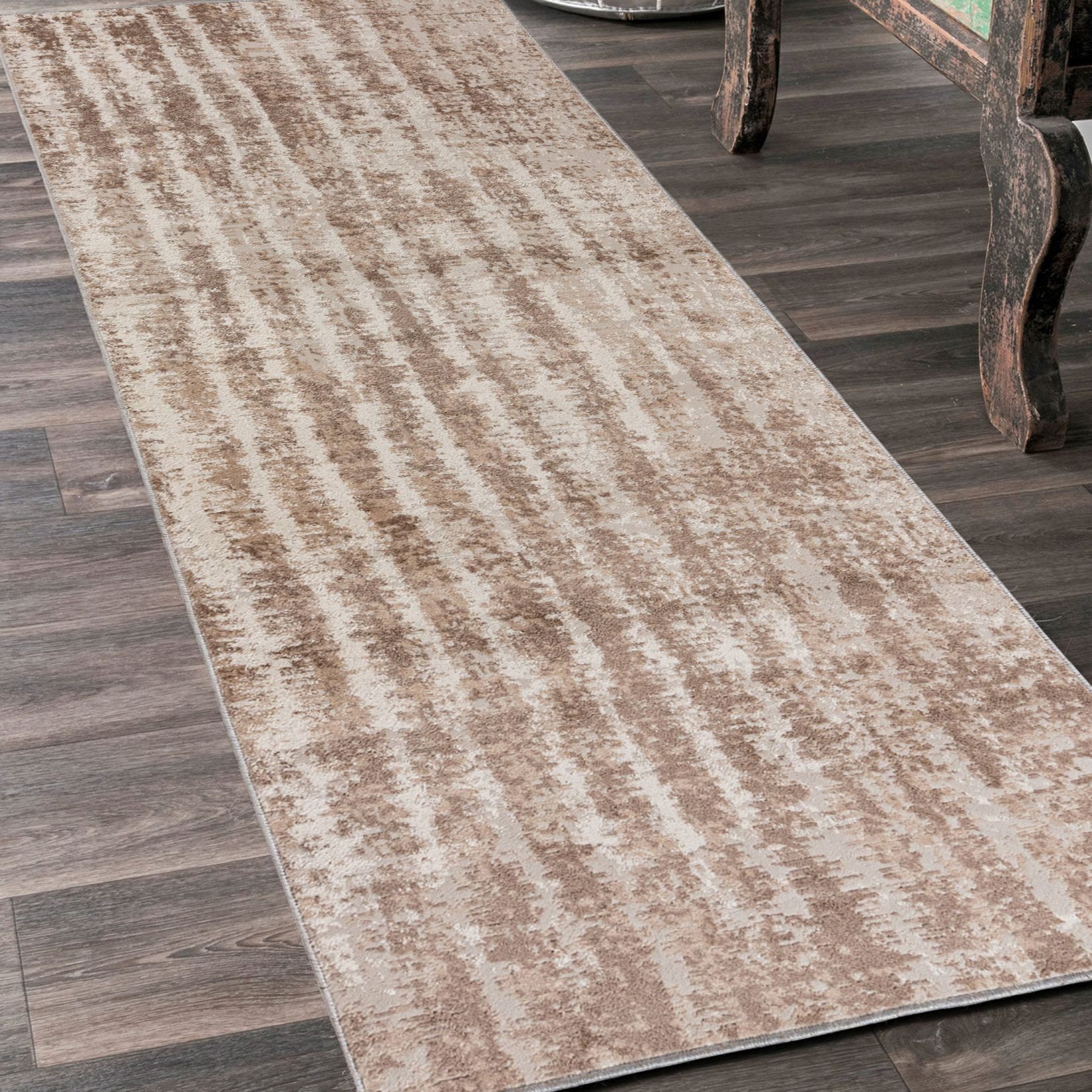 Mazovia Läufer Modern Abstrakt Beige Creme Flur, Schlafzimmer, Diele, Fußbodenheizung – Bild 2 von 5