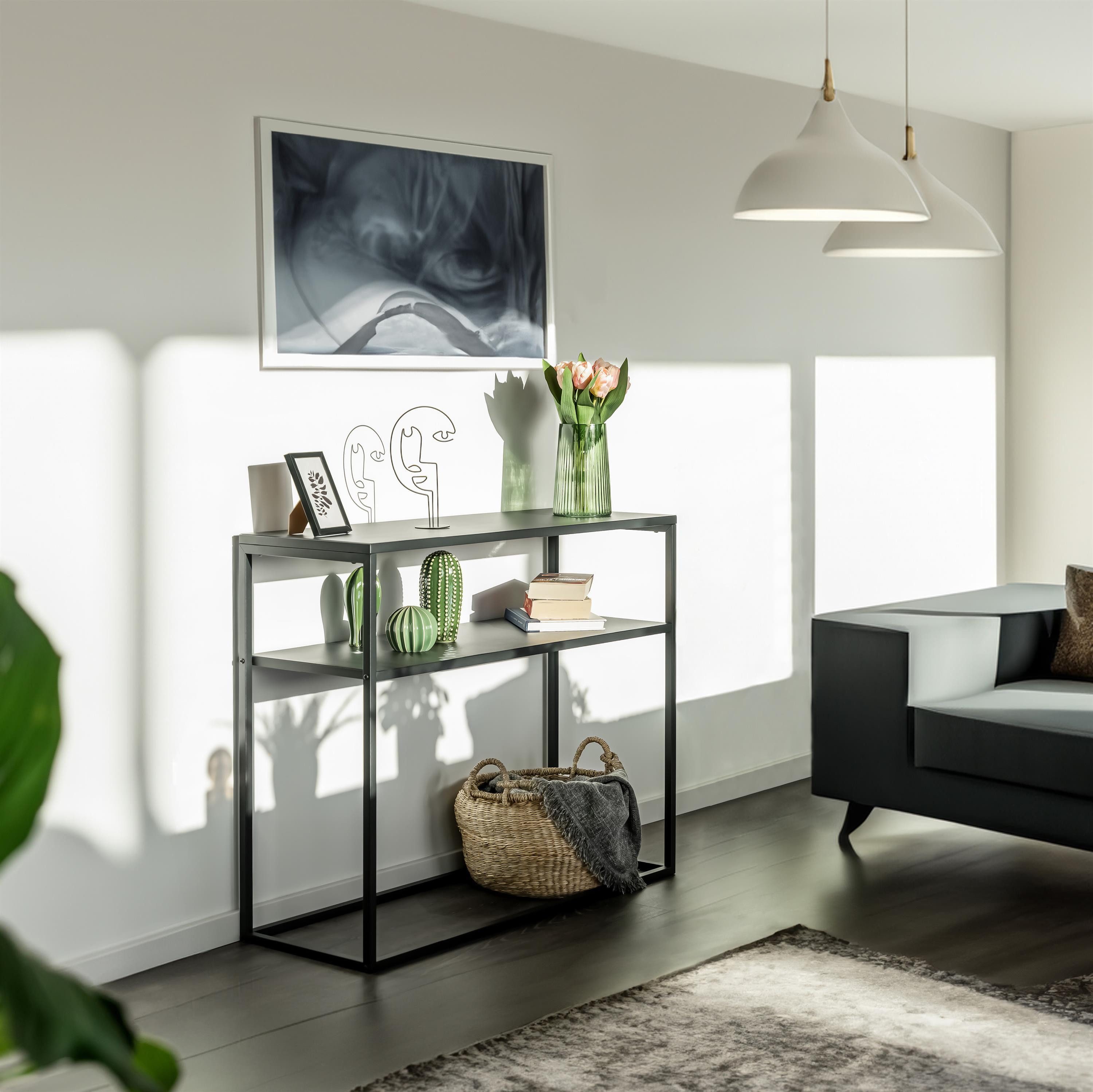 bremermann Konsolentisch mit Ablage, Standregal, Blumenhocker Metall, schwa günstig online kaufen