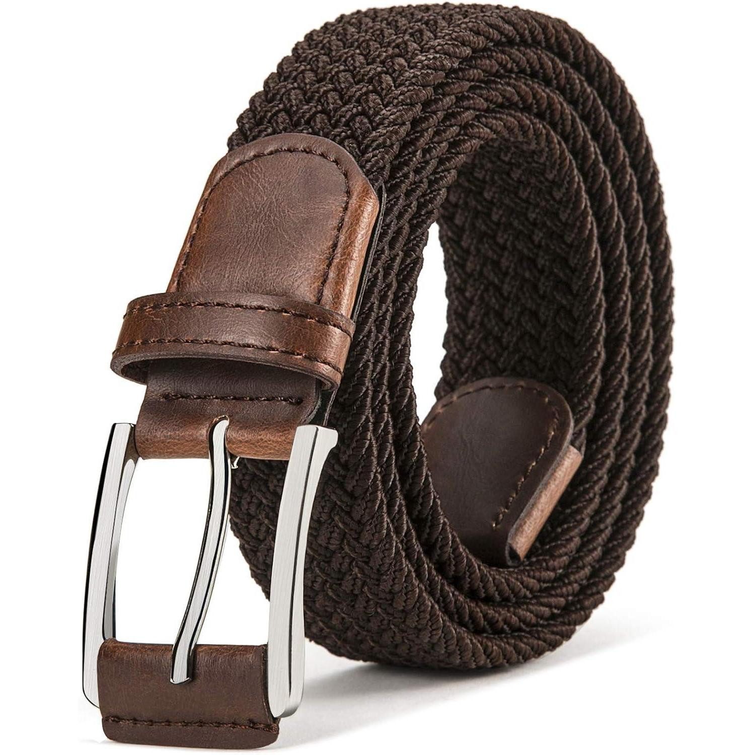 LuxusKollektion Stretchgürtel Herren Flechtgürtel Stretch mit Schnalle, Dunkelbraun