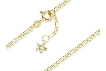 Silberkettenstore Fußkette Fußkette Figaro 2mm mit Sternanhänger - echt 585 Gold, Länge wählbar