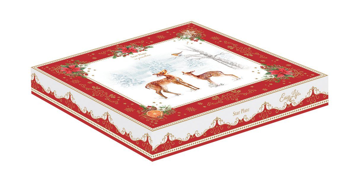 EasyLife Servierteller CMEL1484 - Christmas Melody Sternteller "Reh m. Rehkitz", -Dm. 22,5-