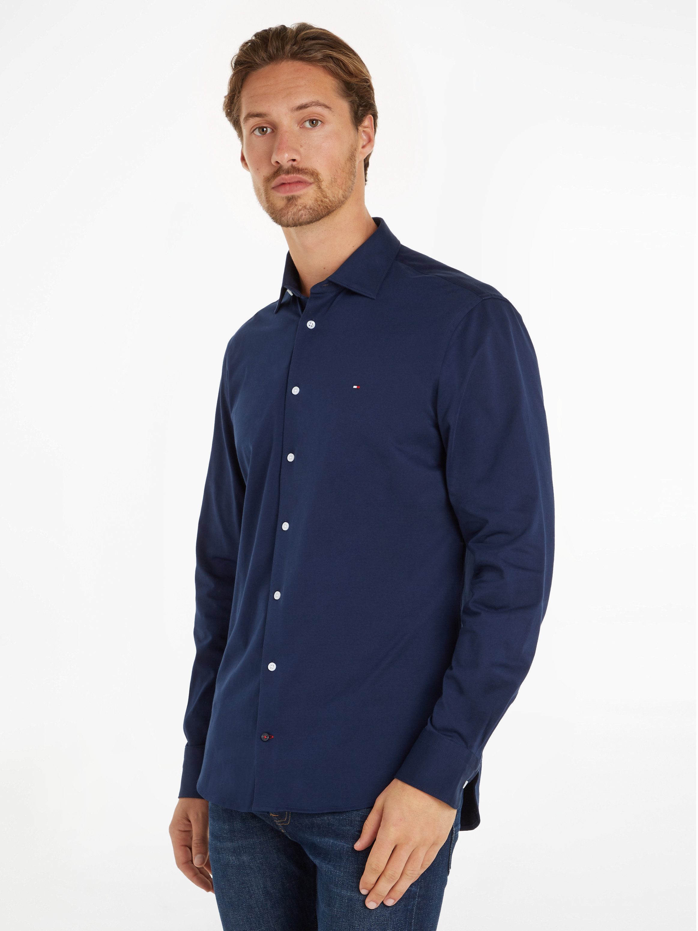 Tommy Hilfiger Businesshemd CL KNITTED SOLID Regular Fit SHIRT mit Kentkrag günstig online kaufen
