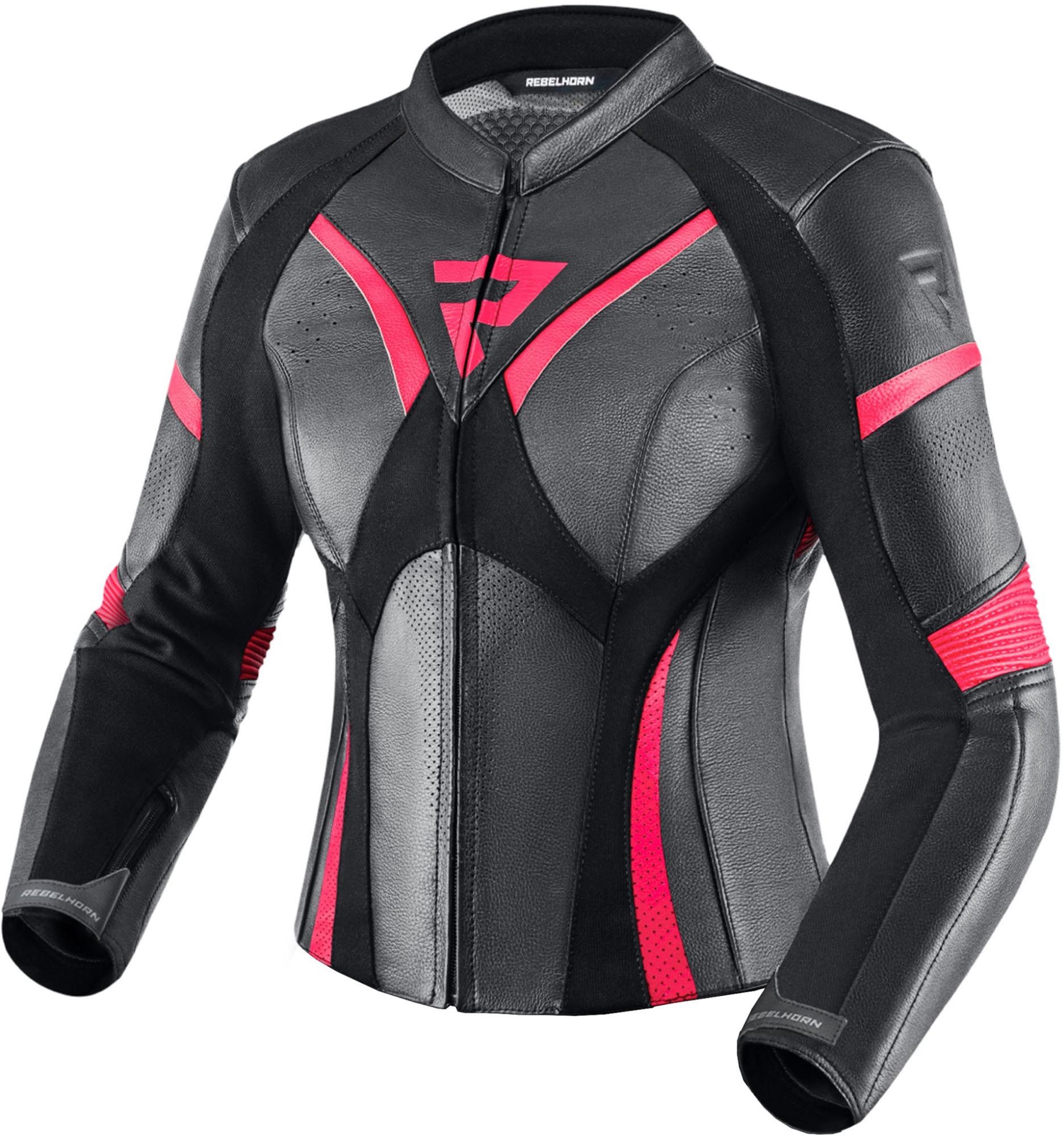Rebelhorn Motorradjacke Rebel Damen Motorrad Lederjacke Rückenprotektor enthalten,Verbindungsreißverschluss,Ellenbogenpro