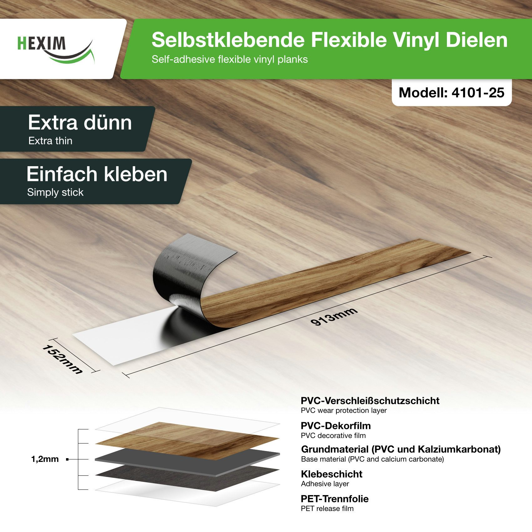 Hexim Vinylboden, Vinyldielen 0,97m² selbstklebend PVC Wandverkleidung Bode günstig online kaufen