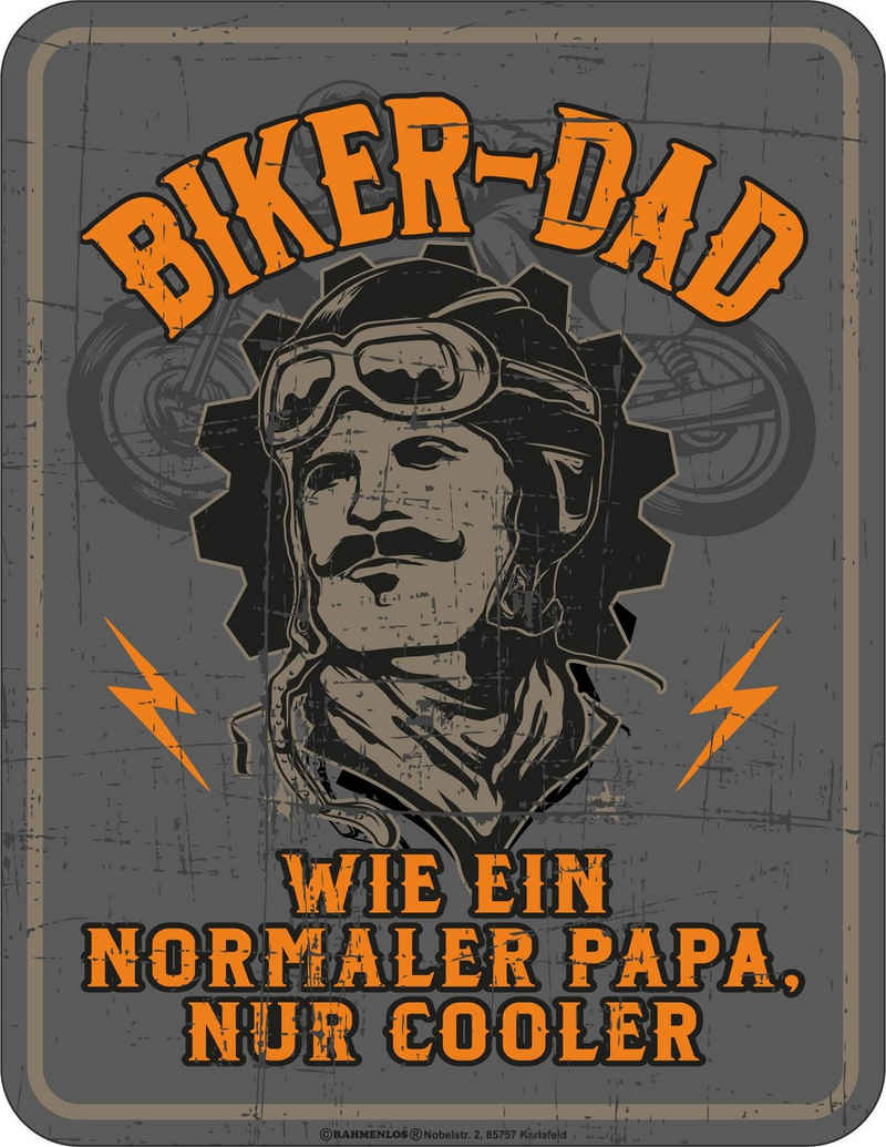 Rahmenlos Metallschild für den Biker-Papa: Biker Dad, wie ein normaler Papa, nur cooler.