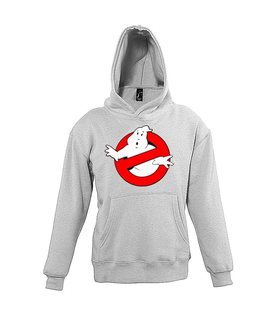 Kinder trendigem Ghostbusters Pullover Frontprint Kapuzenpullover Hoodie mit Youth Grau Designz
