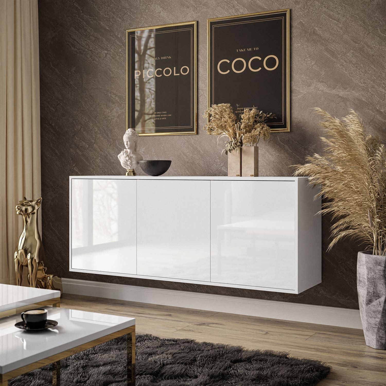 Lookway Kommode SANAYI Weiß hochglanz