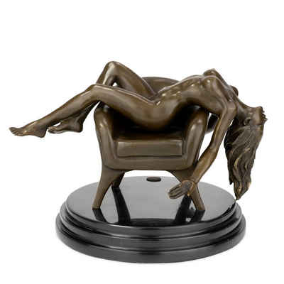 Moritz Skulptur »Erotik Nackte Frau auf Sessel«, Bronzefiguren Bronze Skulptur Figur Kunstwerk Dekoration Statue Gartenfigur Dekofigur