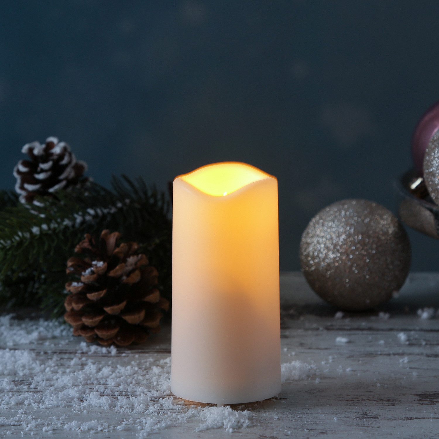 MARELIDA LED-Kerze Grabkerze Mini Stumpenkerze H: 10cm D: 5cm Timer Sensor bis 750h weiß