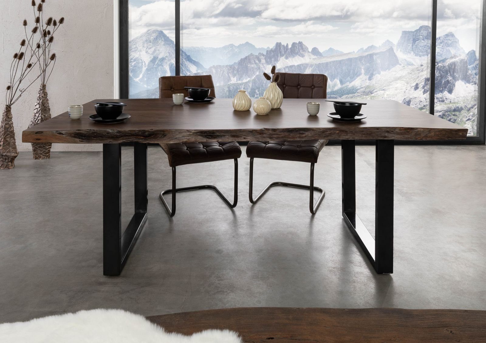 Massivmoebel24 Baumkantentisch FREEFORM (Baumtisch Akazie 160x90 günstig online kaufen