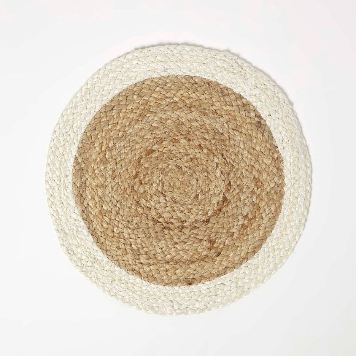 Homescapes Platzset Jute Tischset 4er-Set 40 cm creme-natur – 4x Platzset geflochten