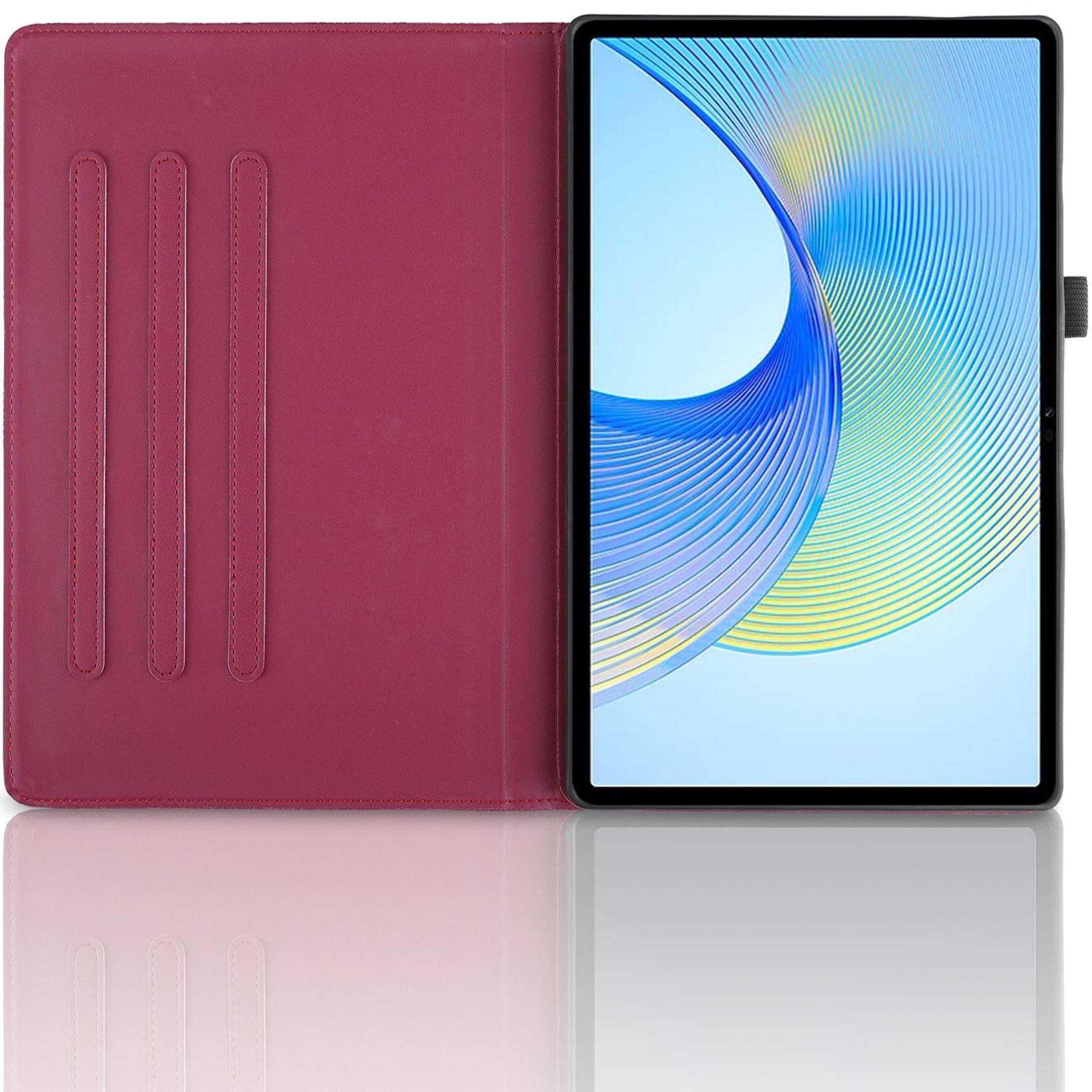 Wigento Tablet-Hülle Für Samsung Galaxy Tab S10 FE Plus 360 Baum Kunstleder Tasche Rot, 360° Drehfunktion, Baum des Lebens Motiv, Standfunktion