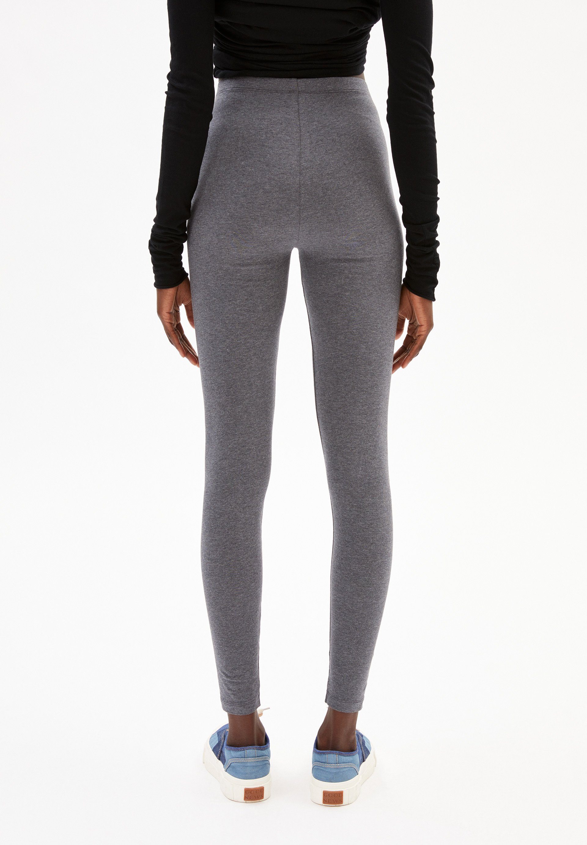 dark aus Sporthose Armedangels Mix Damen SHIVAA Bio-Baumwoll Leggings Bund Fitted melange (1-tlg) elastischer grey
