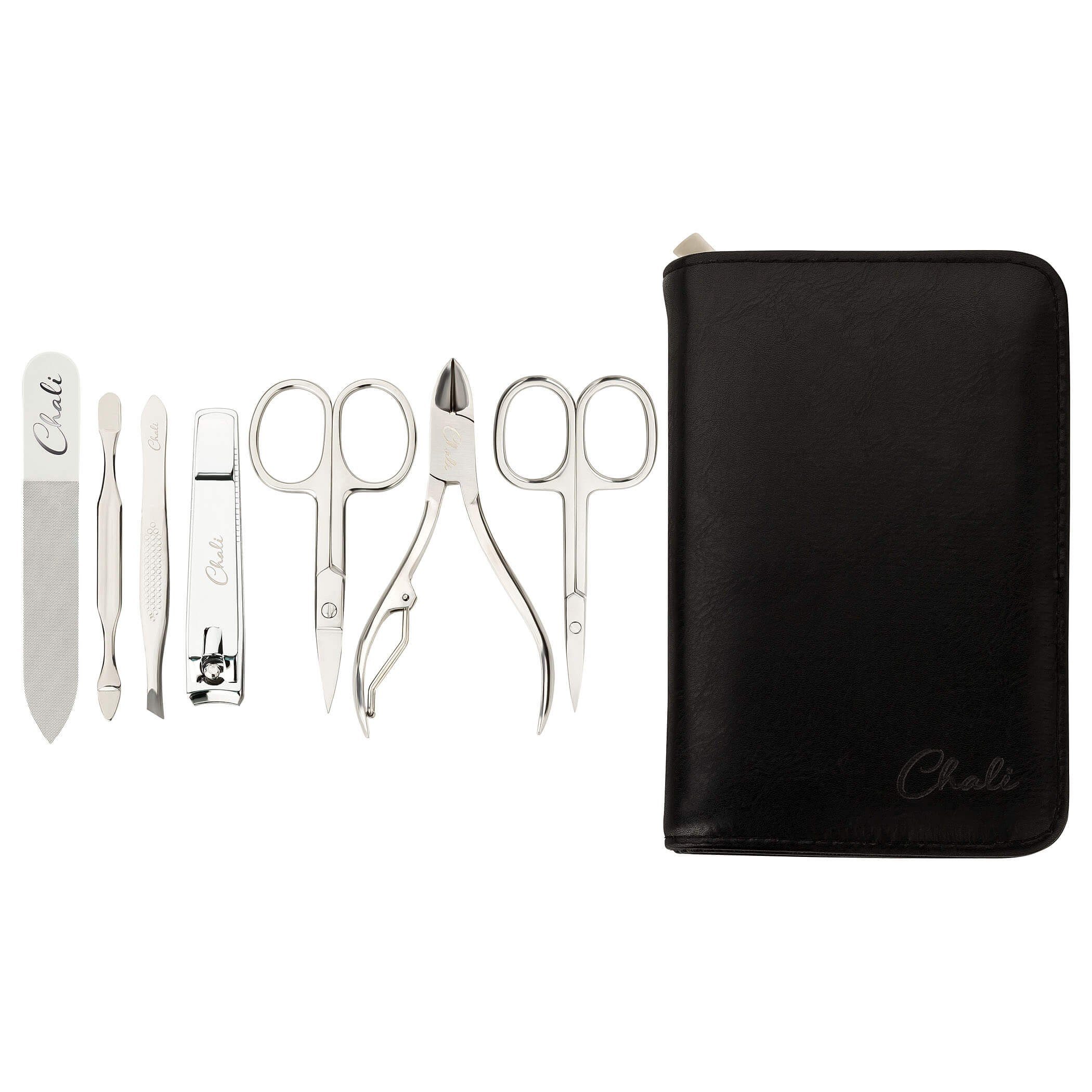 Chali Maniküre-Pediküre-Set Nagel Set 7-tlg. mit Etui - Edelstahl Maniküre / Pediküre Set