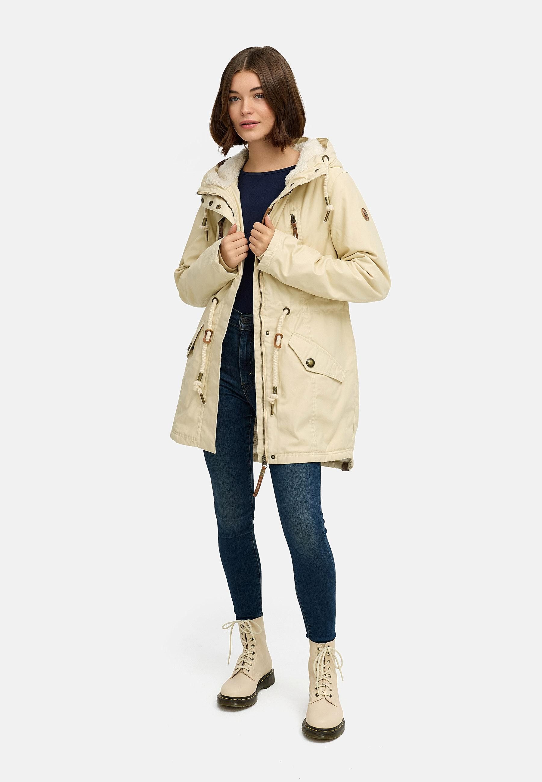 Ragwear Wintermantel Elsie stylischer Winterparka mit Kapuze und Teddyfleece