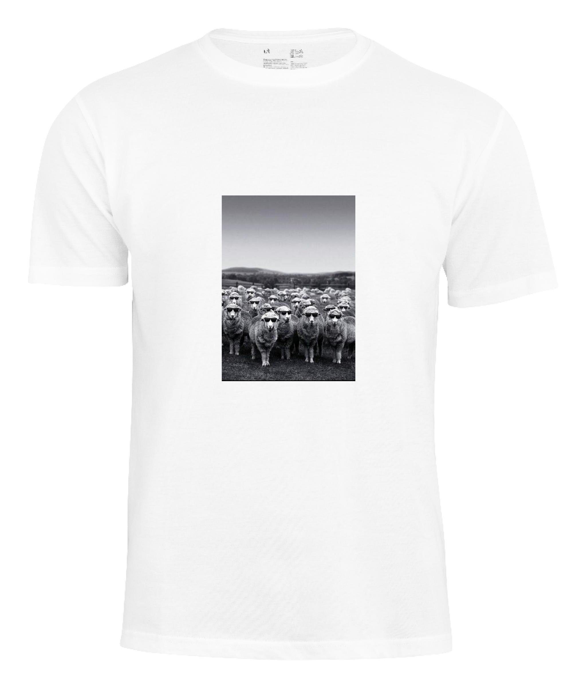 Cotton Prime® T-Shirt "Schafe mit Sonnenbrille" Weiß