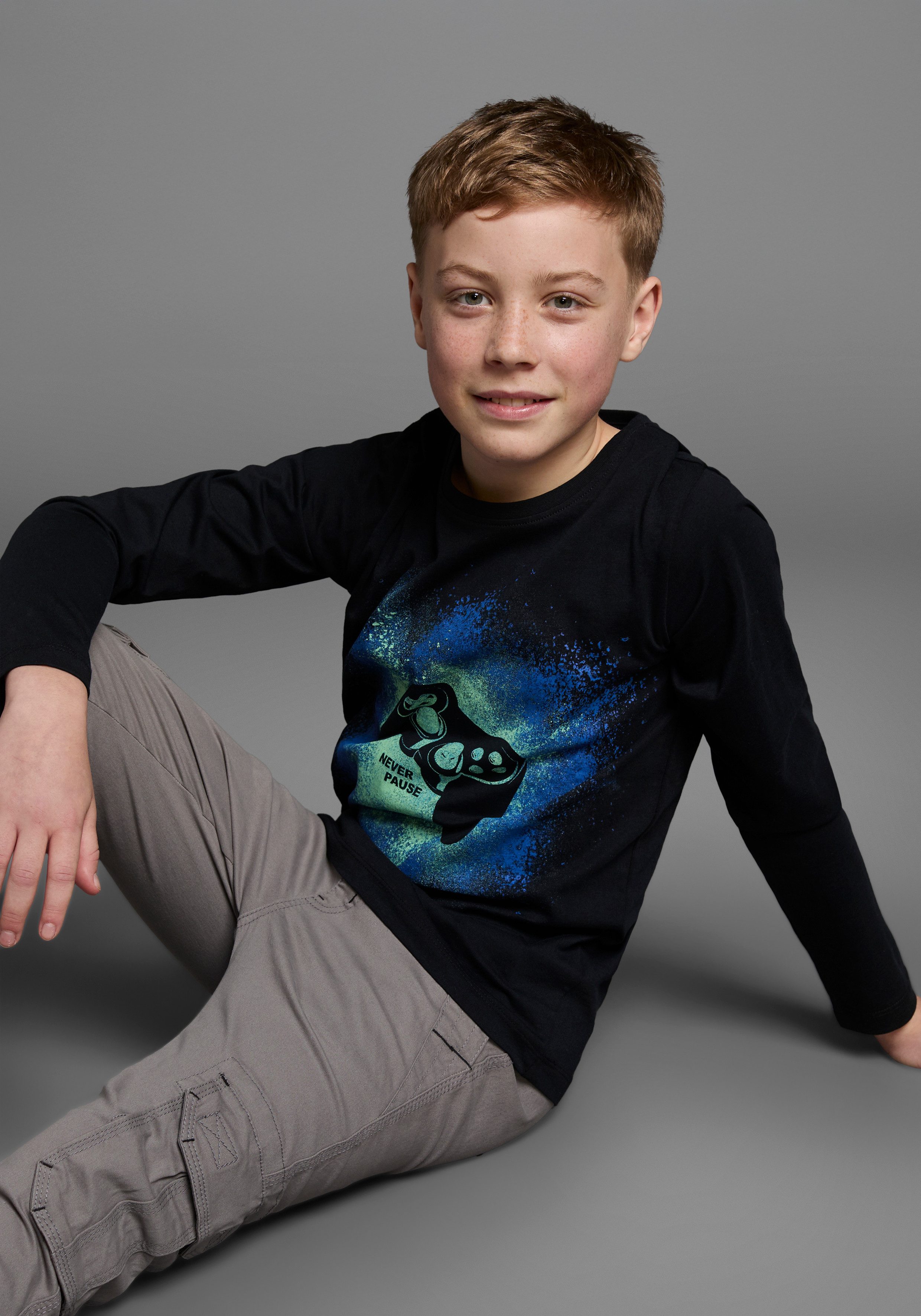 KIDSWORLD Langarmshirt GAMER Gamer-Shirt Langarm, Basic-Passform, mit trendigem Aufdruck