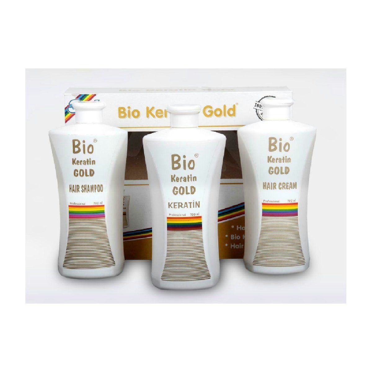 Göksoy Kozmetik Haarpflege-Set Bio Keratin Gold Haarglättungsset 700ml