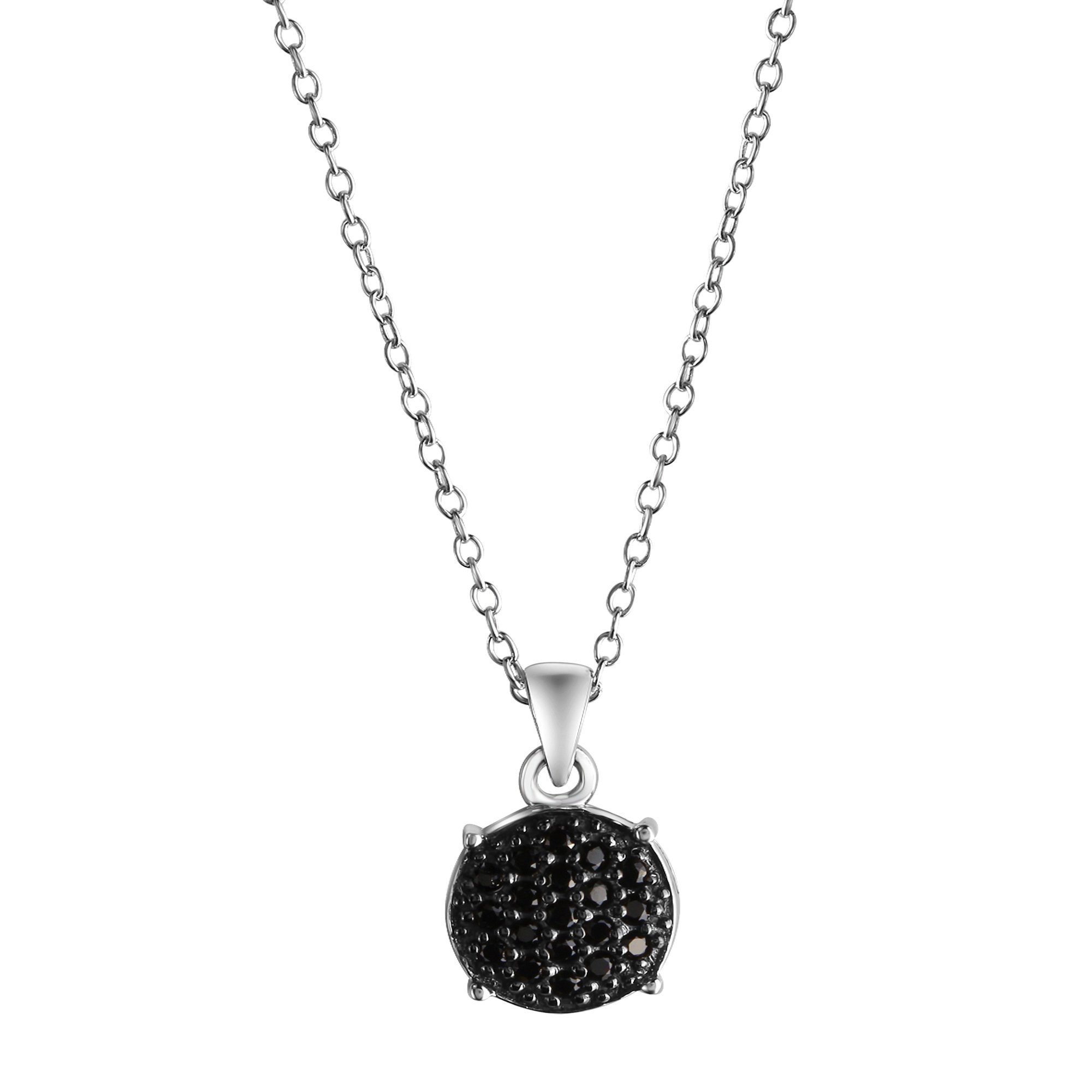 CELESTA Kette mit Anhänger Silber 925 rhodiniert 42+3cm lang mit schwarzen günstig online kaufen