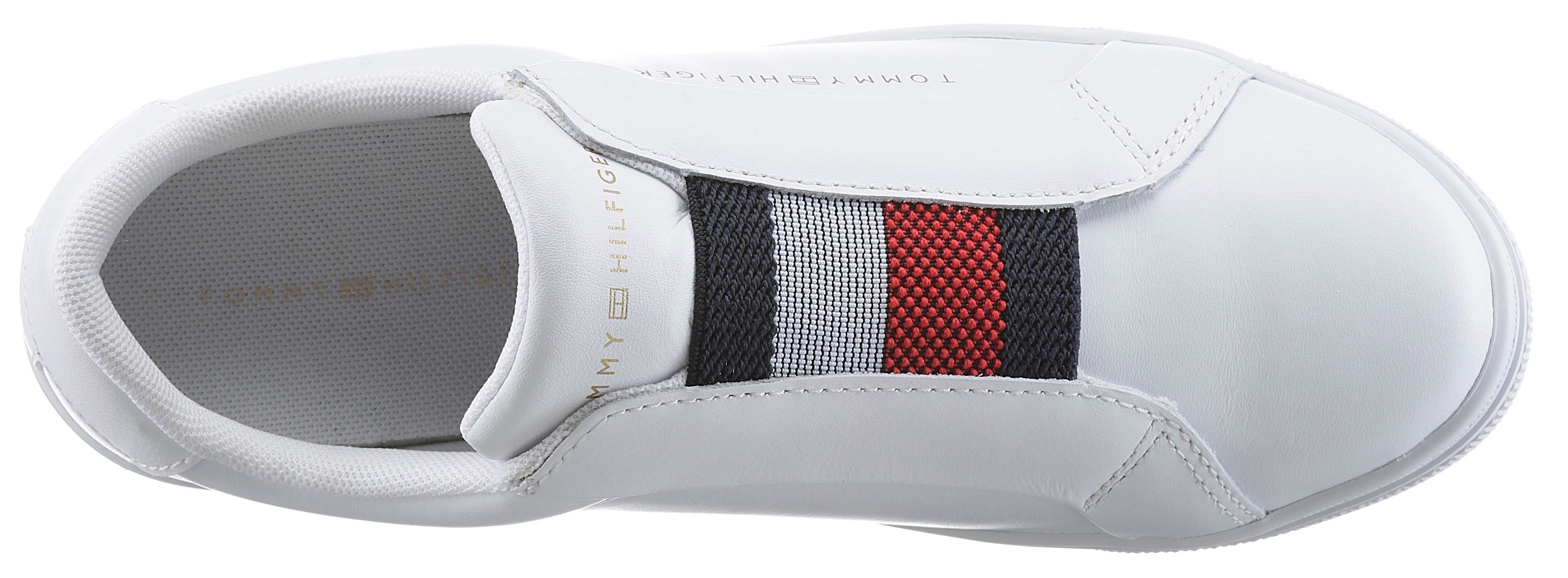 Gummizug Slip-On Hilfiger ON Sneaker weiß breitem SNEAKER SLIP mit Tommy ELASTIC