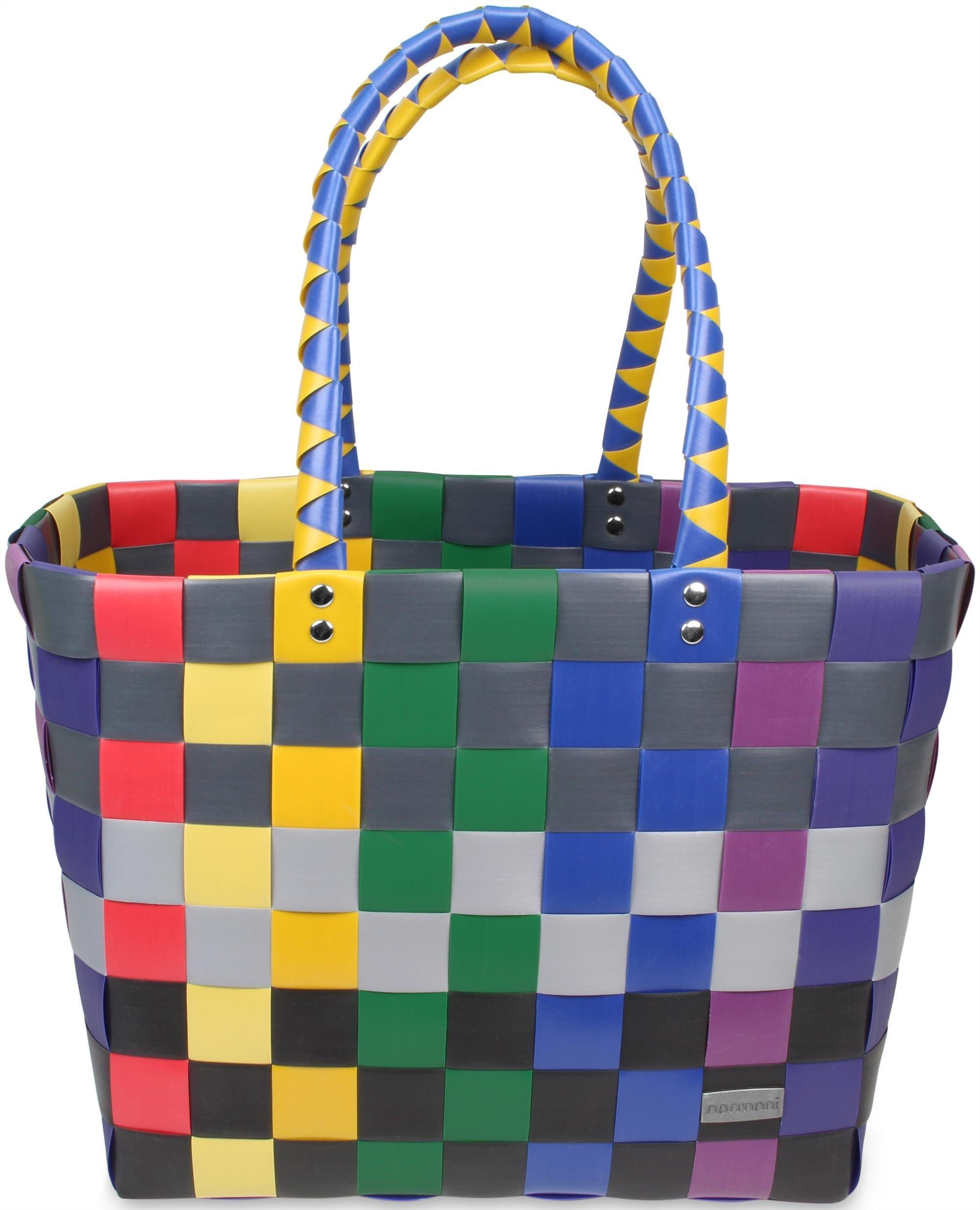normani Einkaufskorb Einkaufskorb Einkaufstasche aus Kunststoff, 20 l, Flechtkorb aus pflegeleichtem Material Rainbow